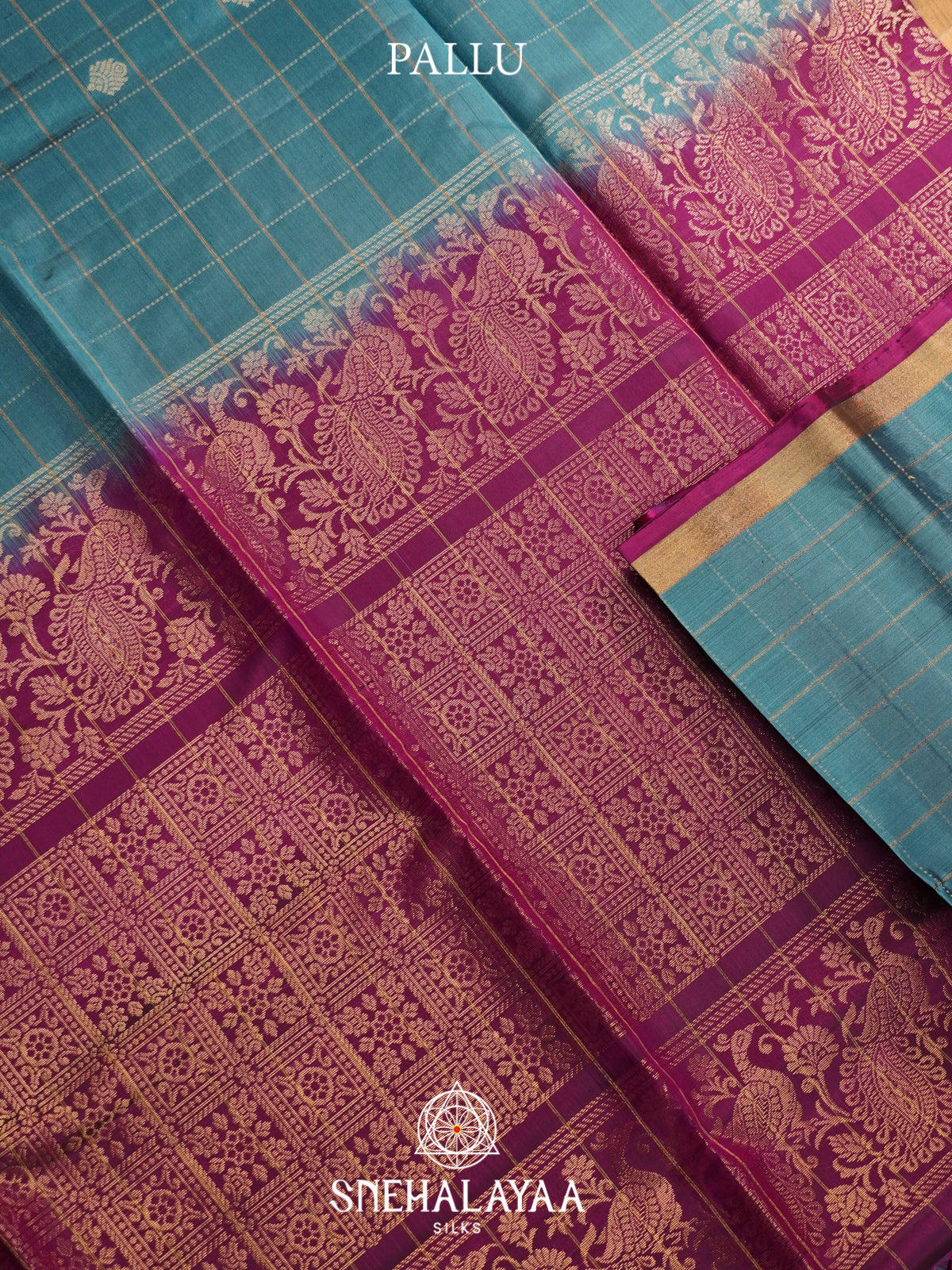 Teal Blue Soft Silk Saree