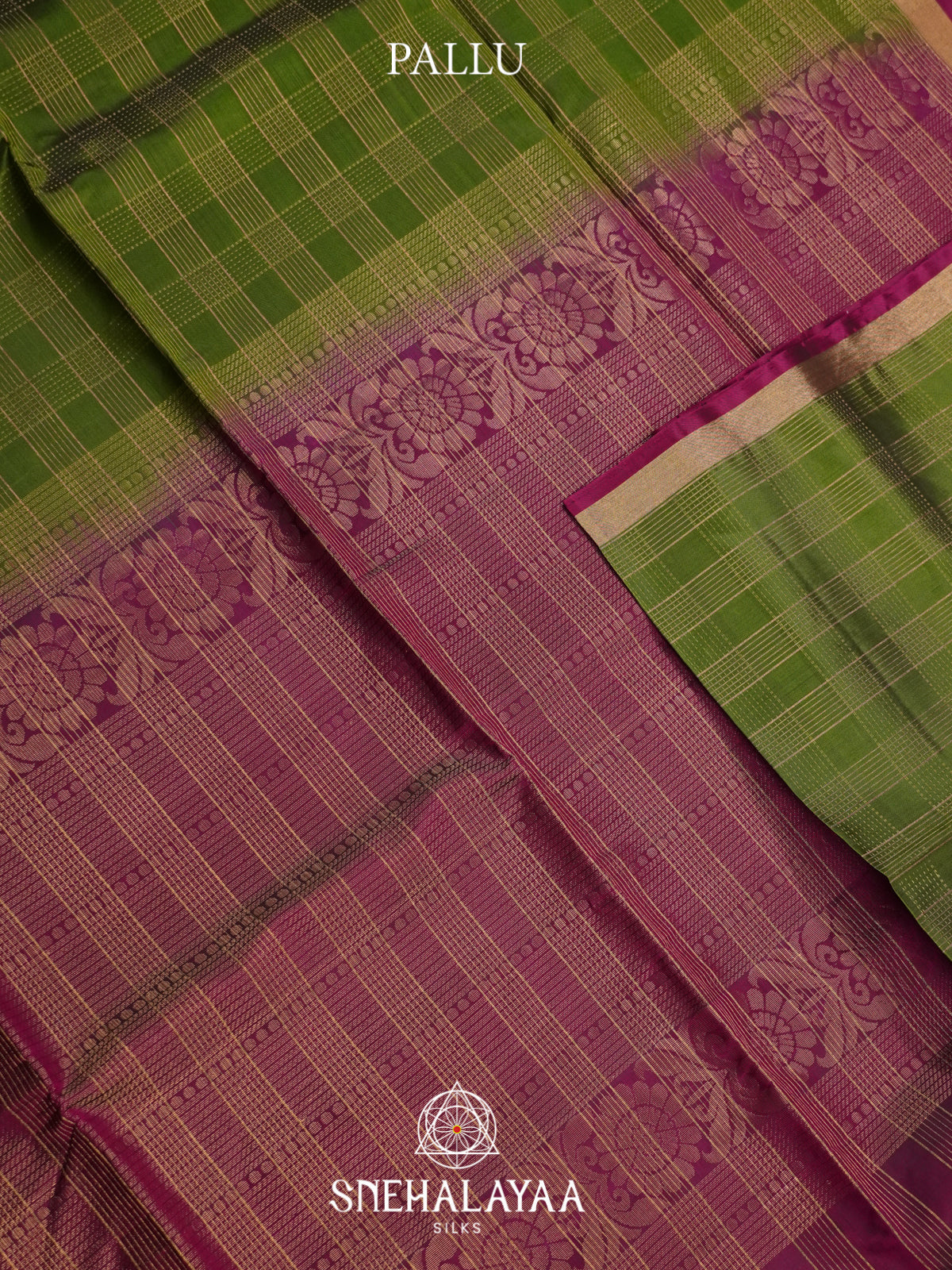 Olive Green Soft Silk Saree
