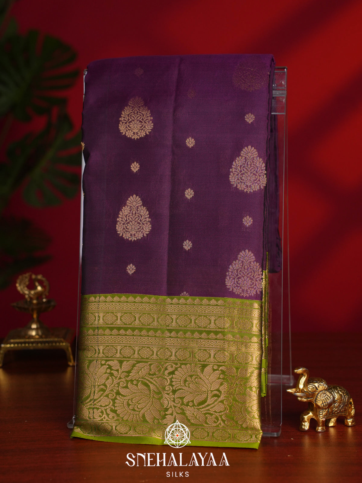 Wine Kanjivaram Silk Saree