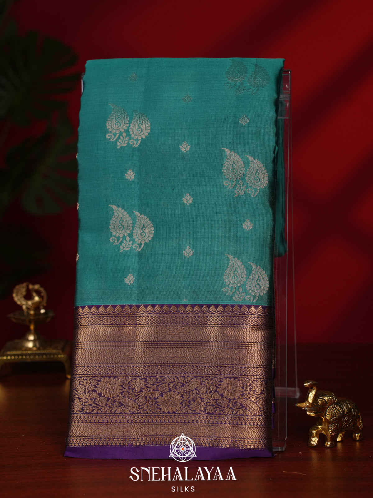 Teal Green Kanjivaram Silk Saree