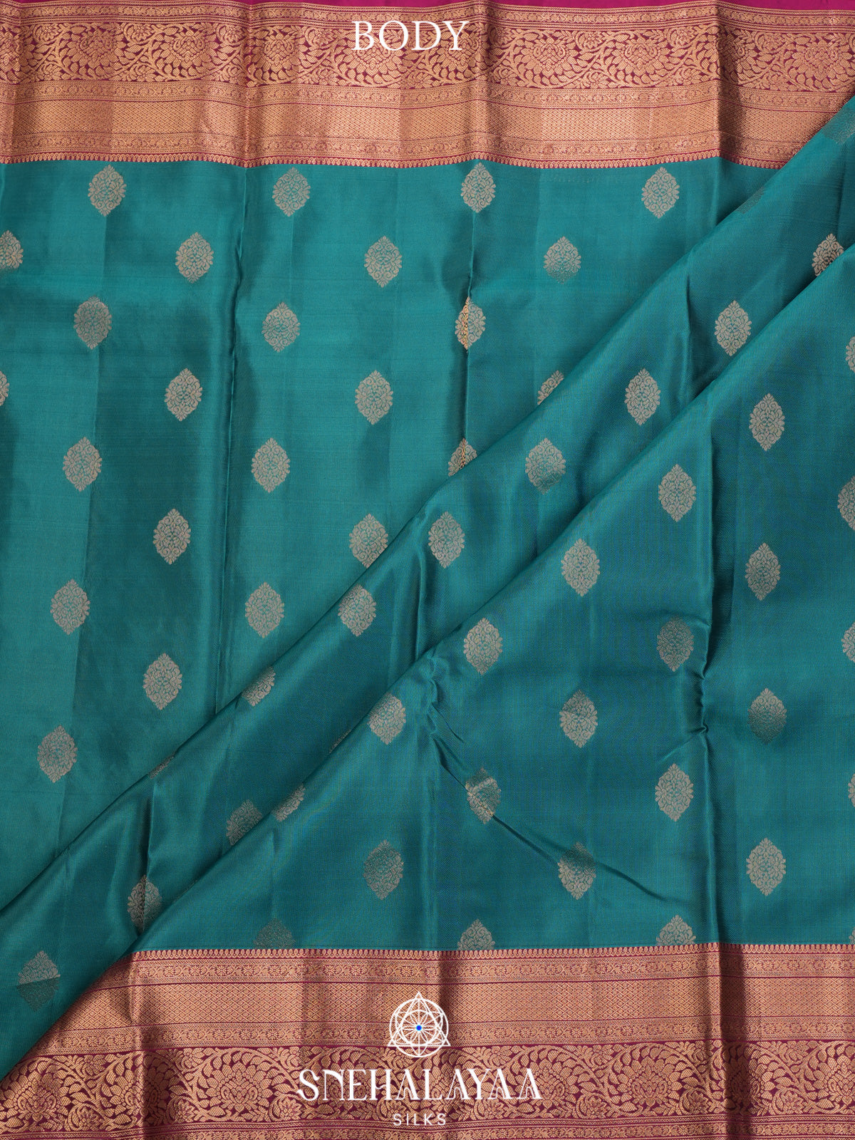 Teal Blue Kanjivaram Silk Saree