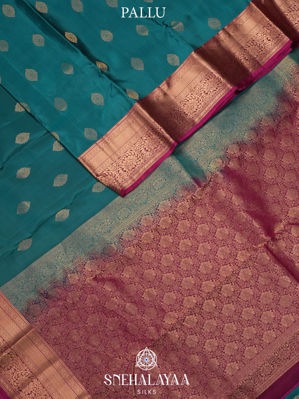 Teal Blue Kanjivaram Silk Saree