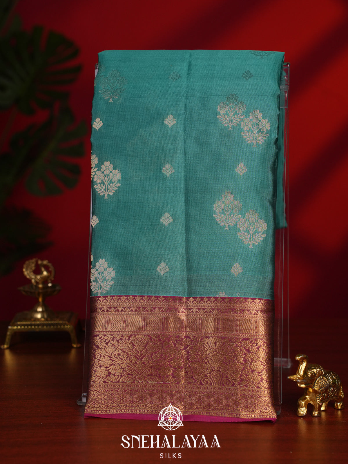 Teal Green Kanjivaram Silk Saree