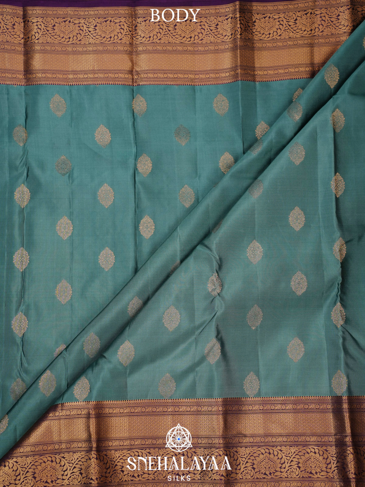 Teal Blue Kanjivaram Silk Saree