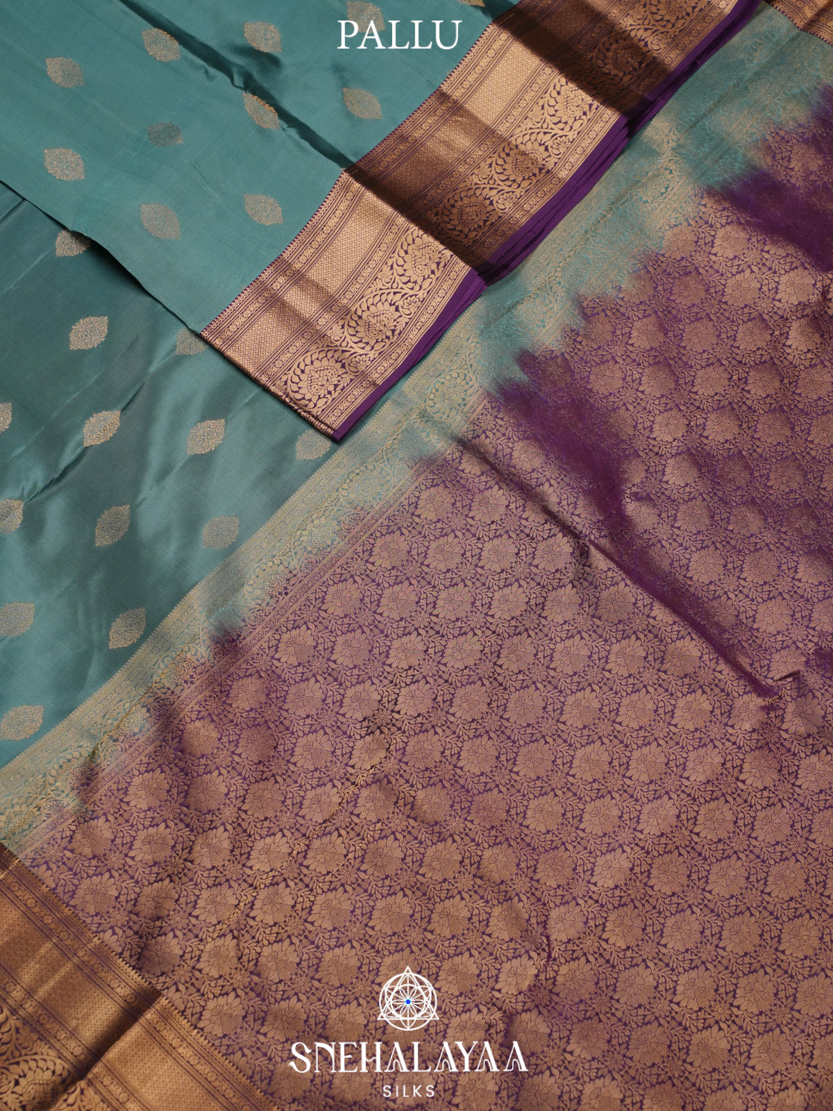 Teal Blue Kanjivaram Silk Saree