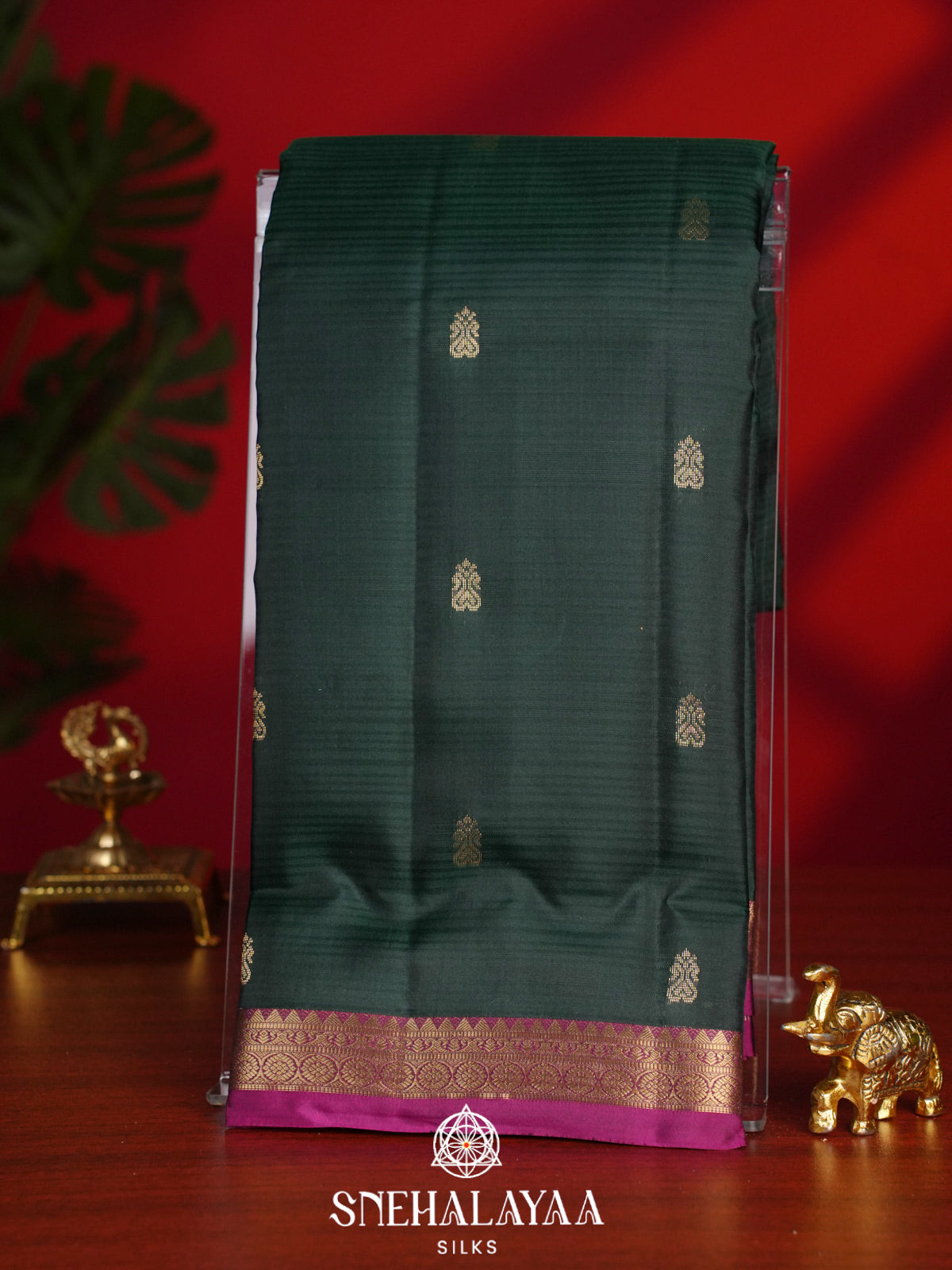Forest Green Kanjivaram Silk Saree