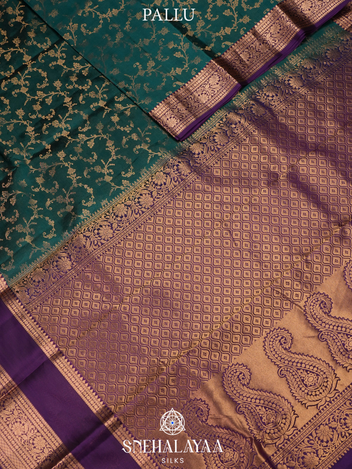 Teal Blue Kanjivaram Silk Saree