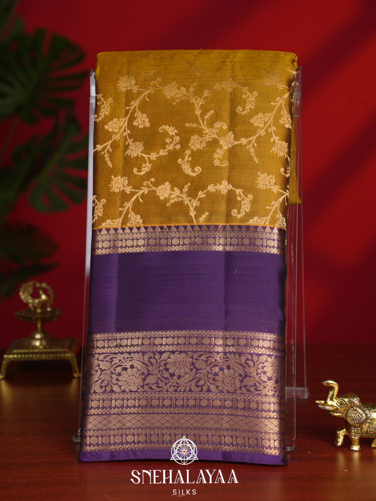 Golden Kanjivaram Silk Saree