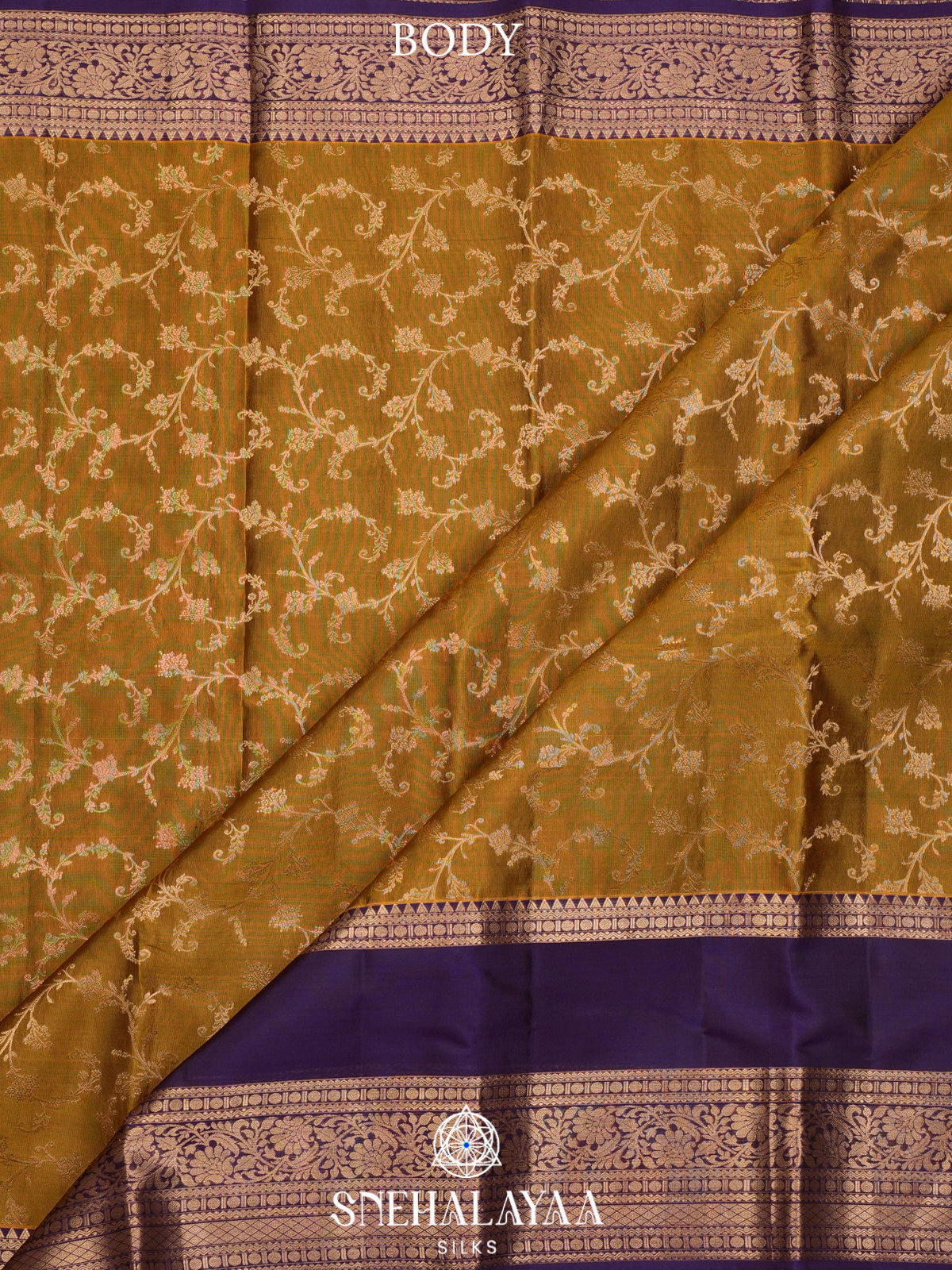 Golden Kanjivaram Silk Saree
