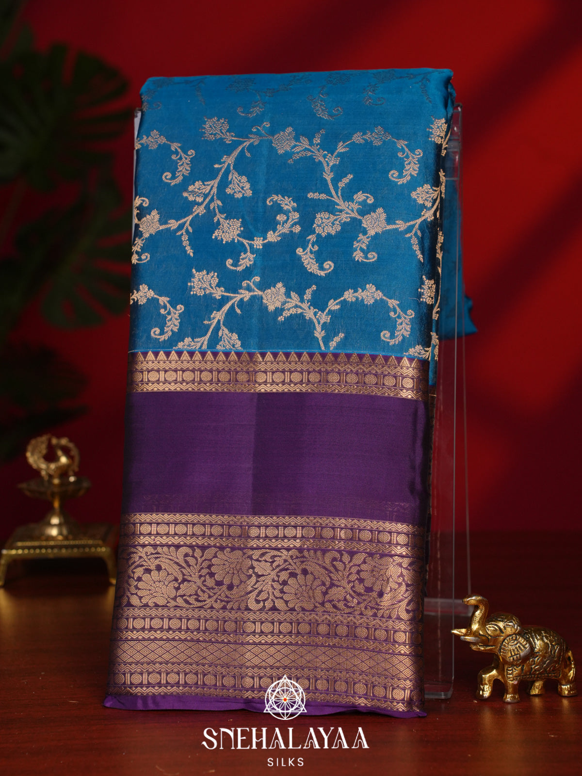 Peacock Blue Kanjivaram Silk Saree