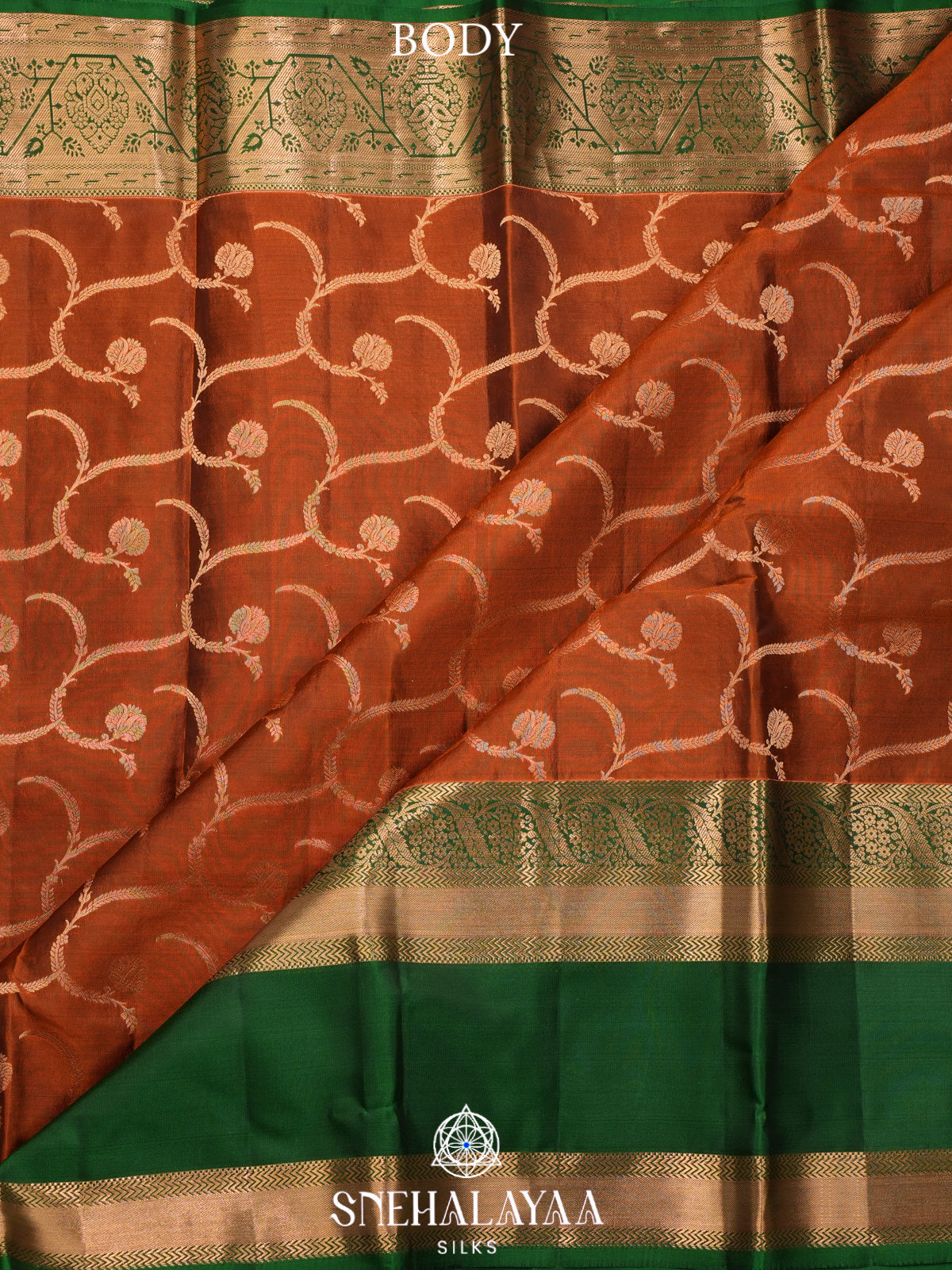 Burnt Orange Kanjivaram Silk Saree
