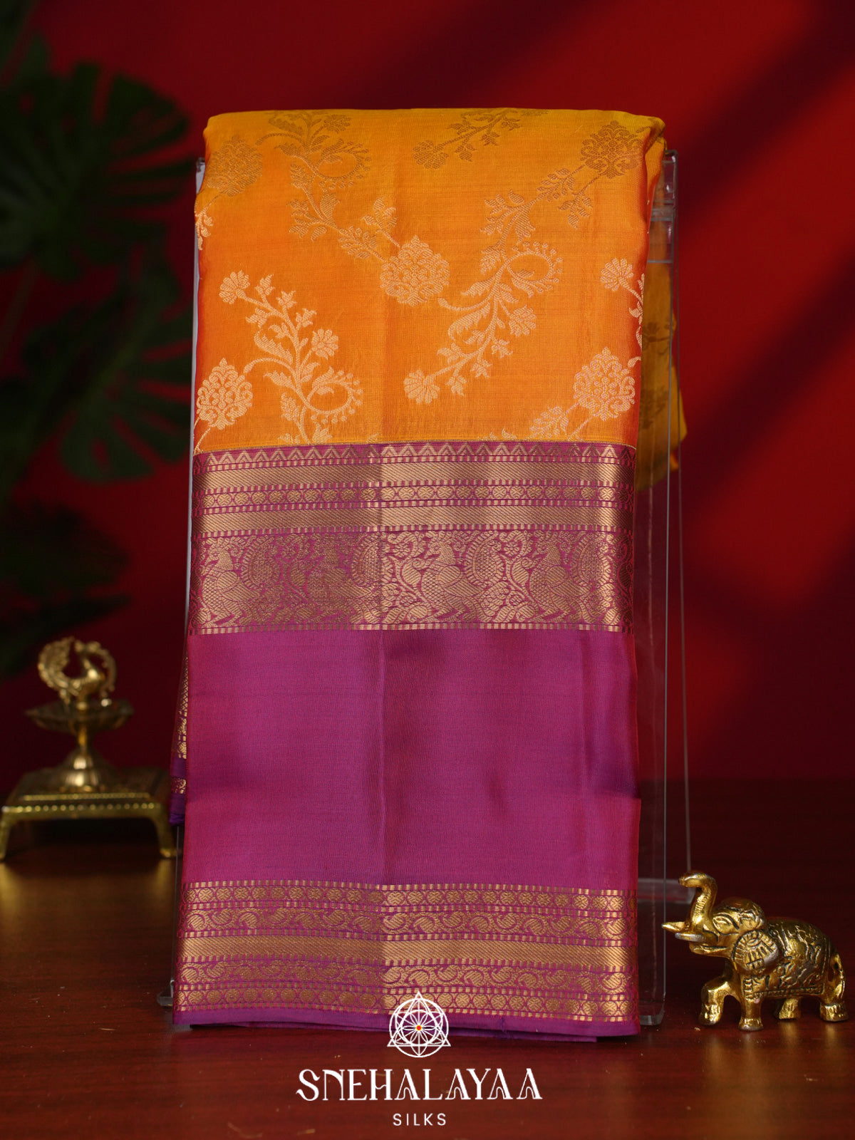 Mango Yellow Kanjivaram Silk Saree