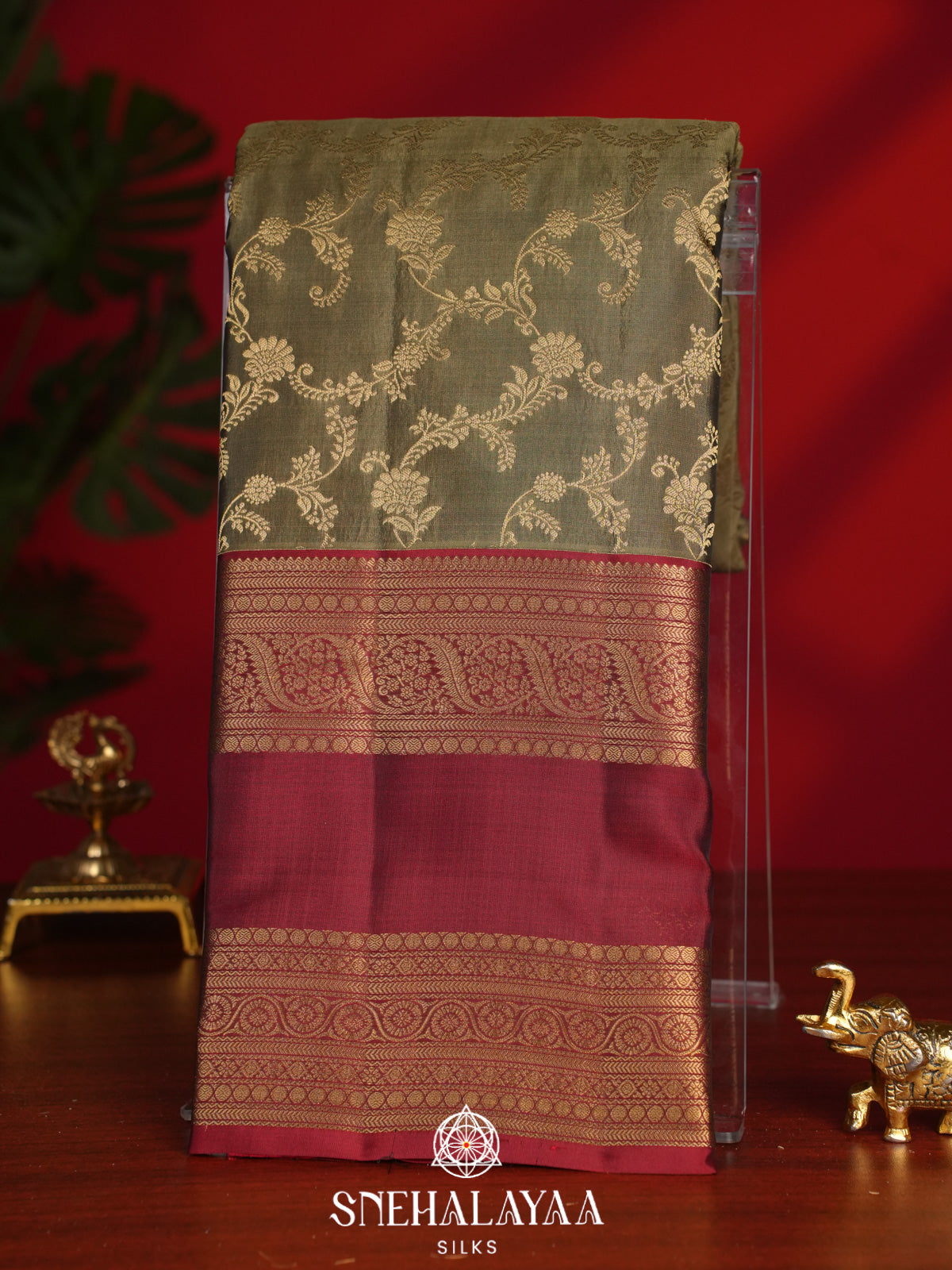 Moss Green Kanjivaram Silk Saree