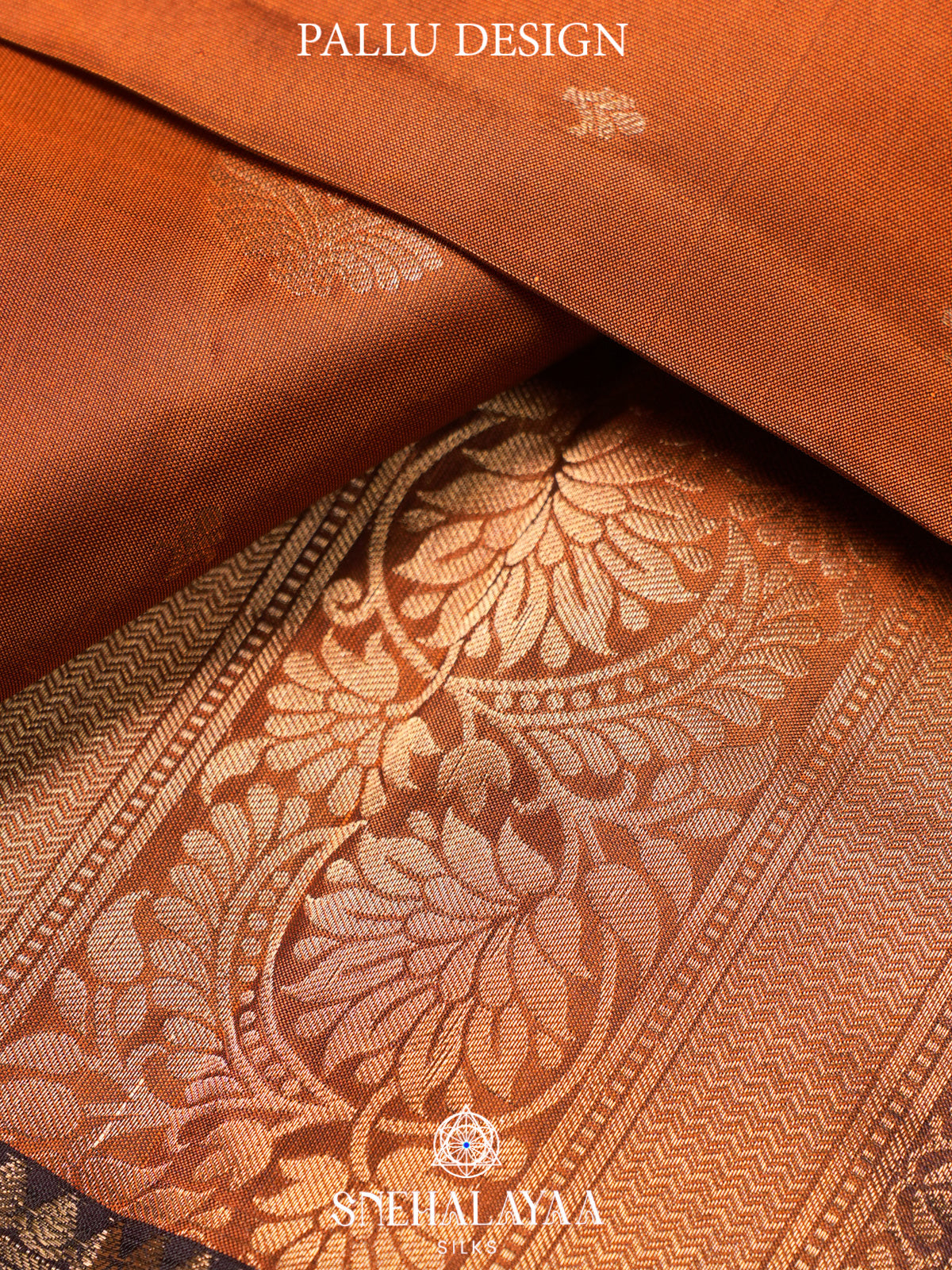 Burnt Orange Kanjivaram Silk Saree