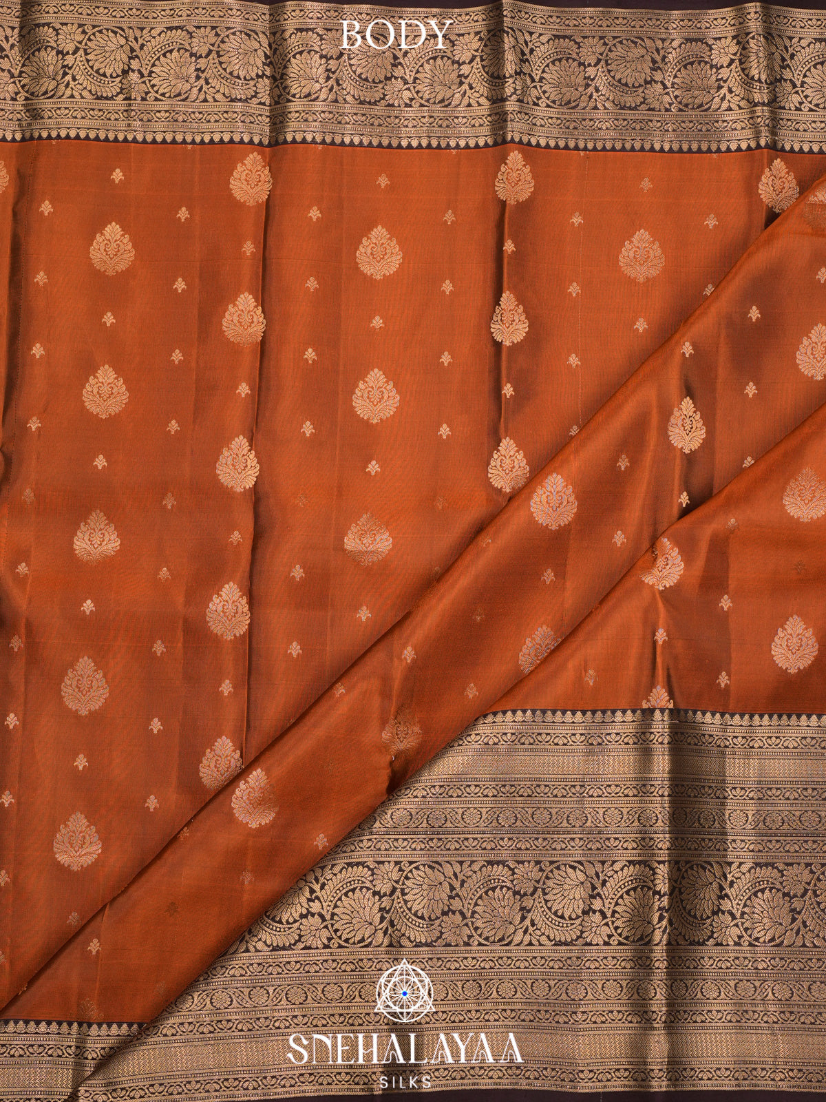 Burnt Orange Kanjivaram Silk Saree