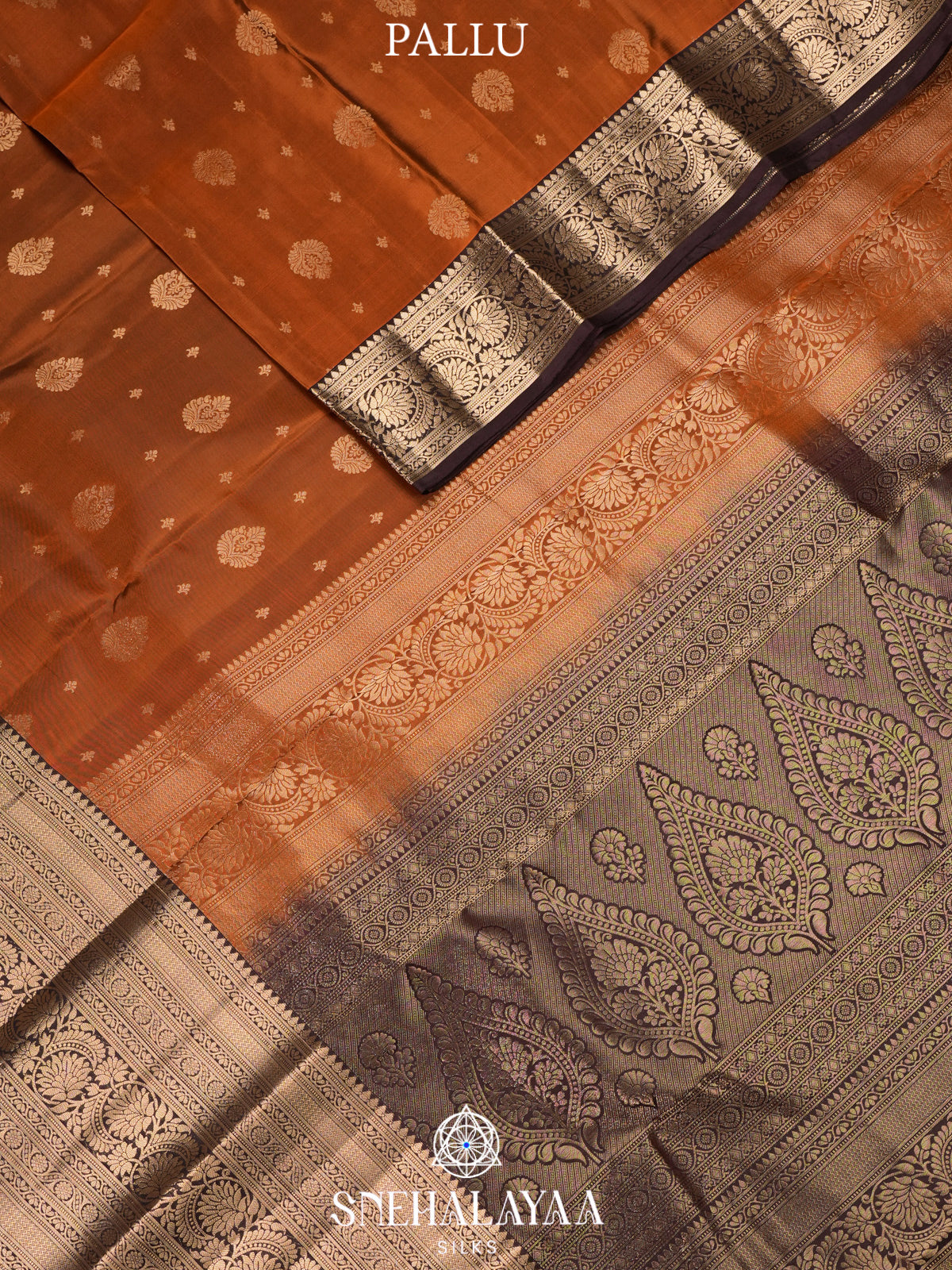 Burnt Orange Kanjivaram Silk Saree