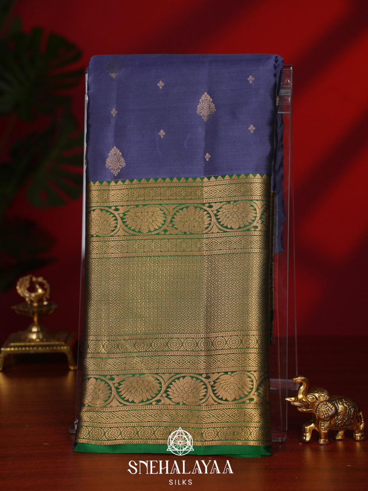 Ink Blue Kanjivaram Silk Saree