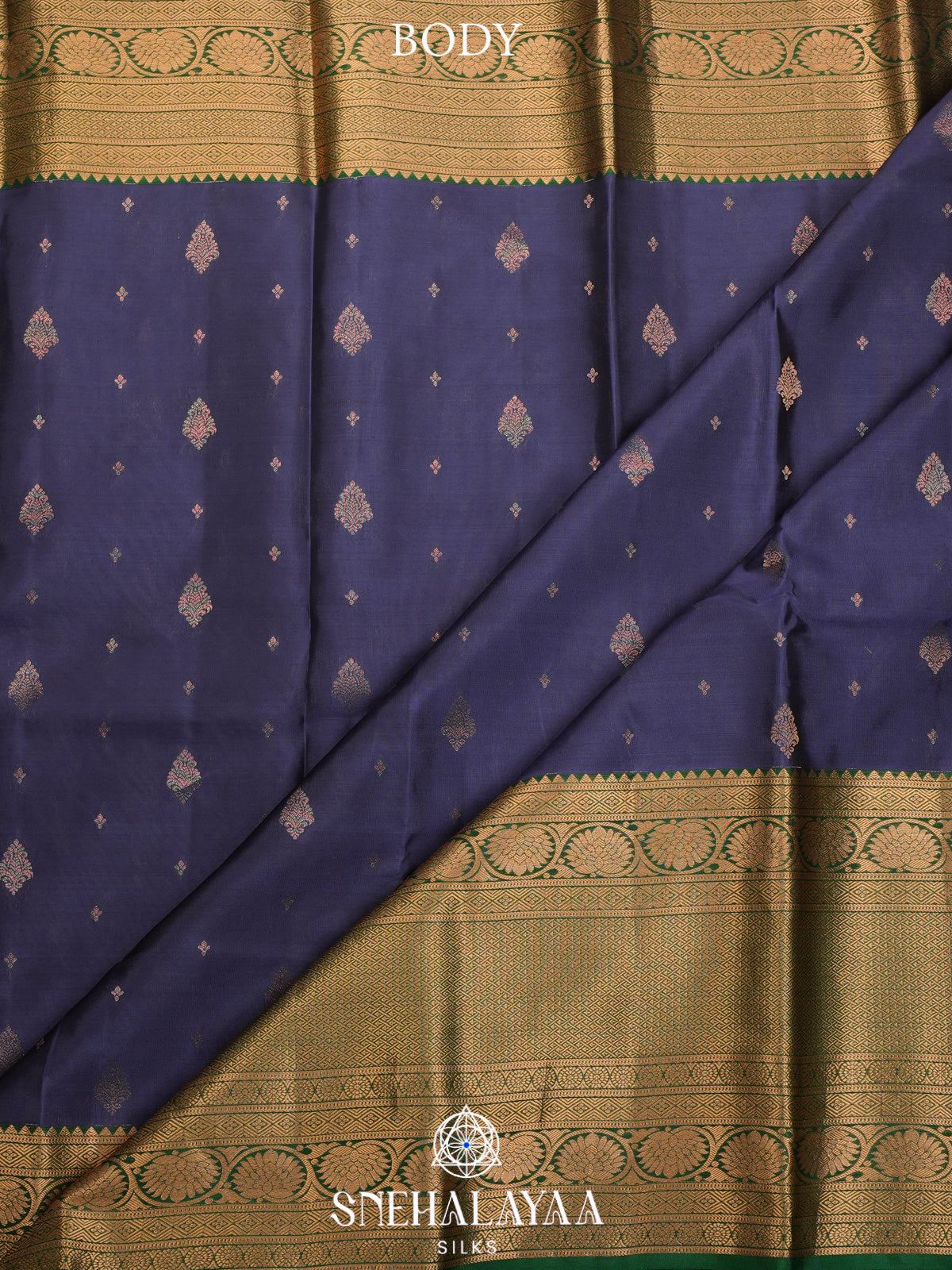 Ink Blue Kanjivaram Silk Saree