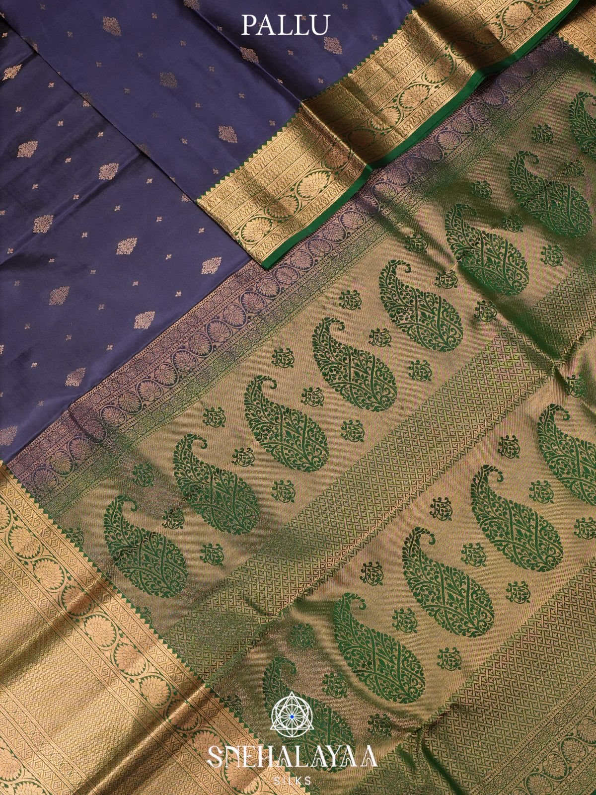 Ink Blue Kanjivaram Silk Saree