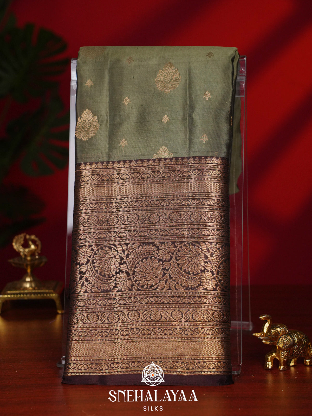 Sage Green Kanjivaram Silk Saree