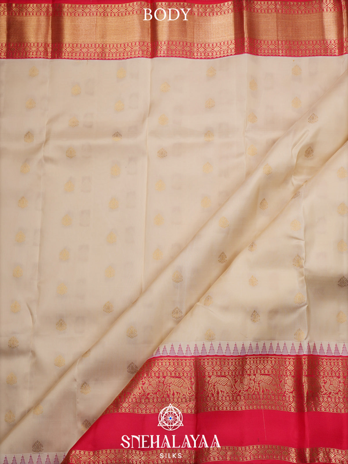Cream Kanjivaram Silk Saree