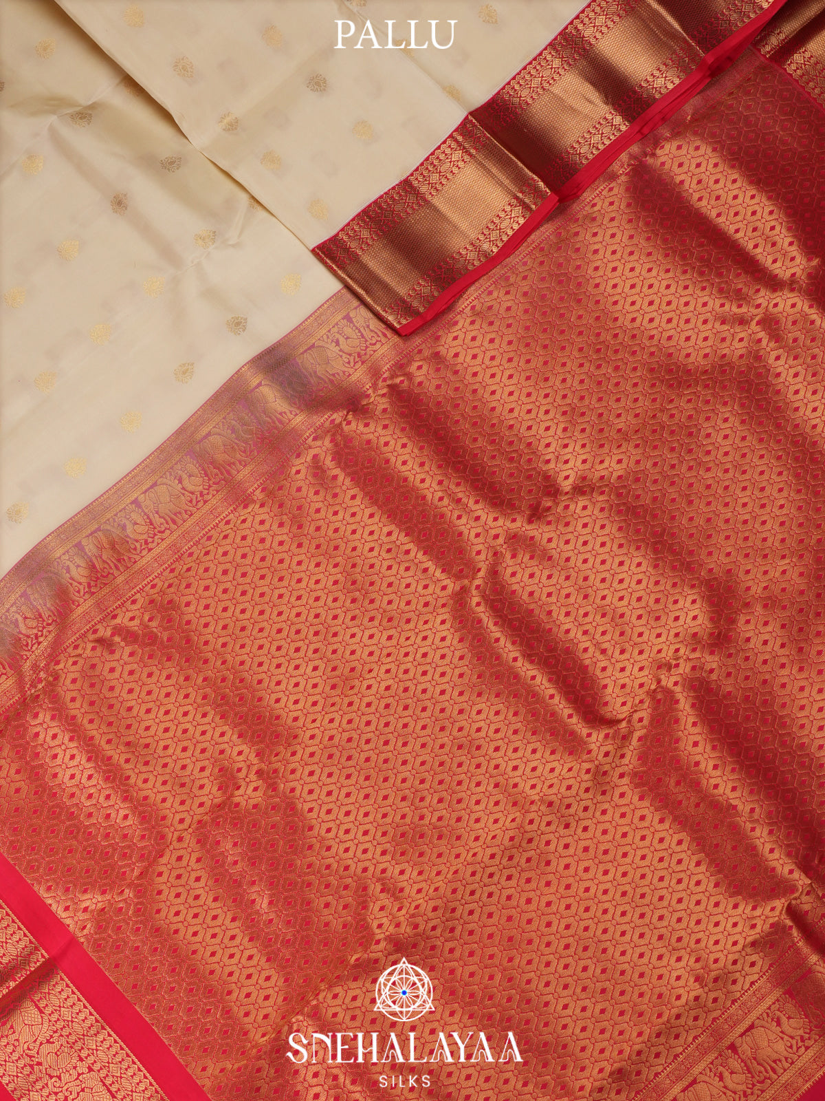 Cream Kanjivaram Silk Saree