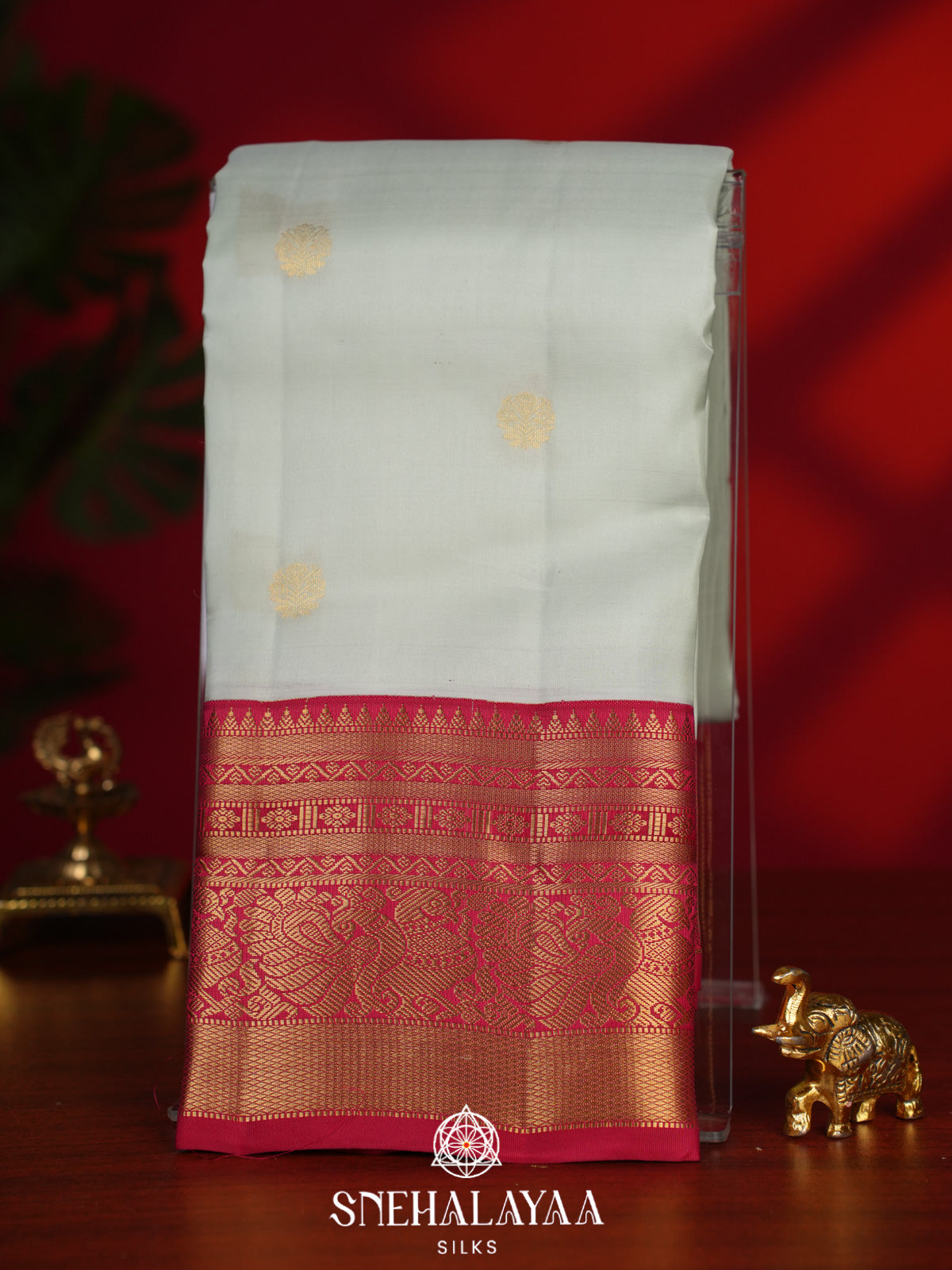 White Kanjivaram Silk Saree