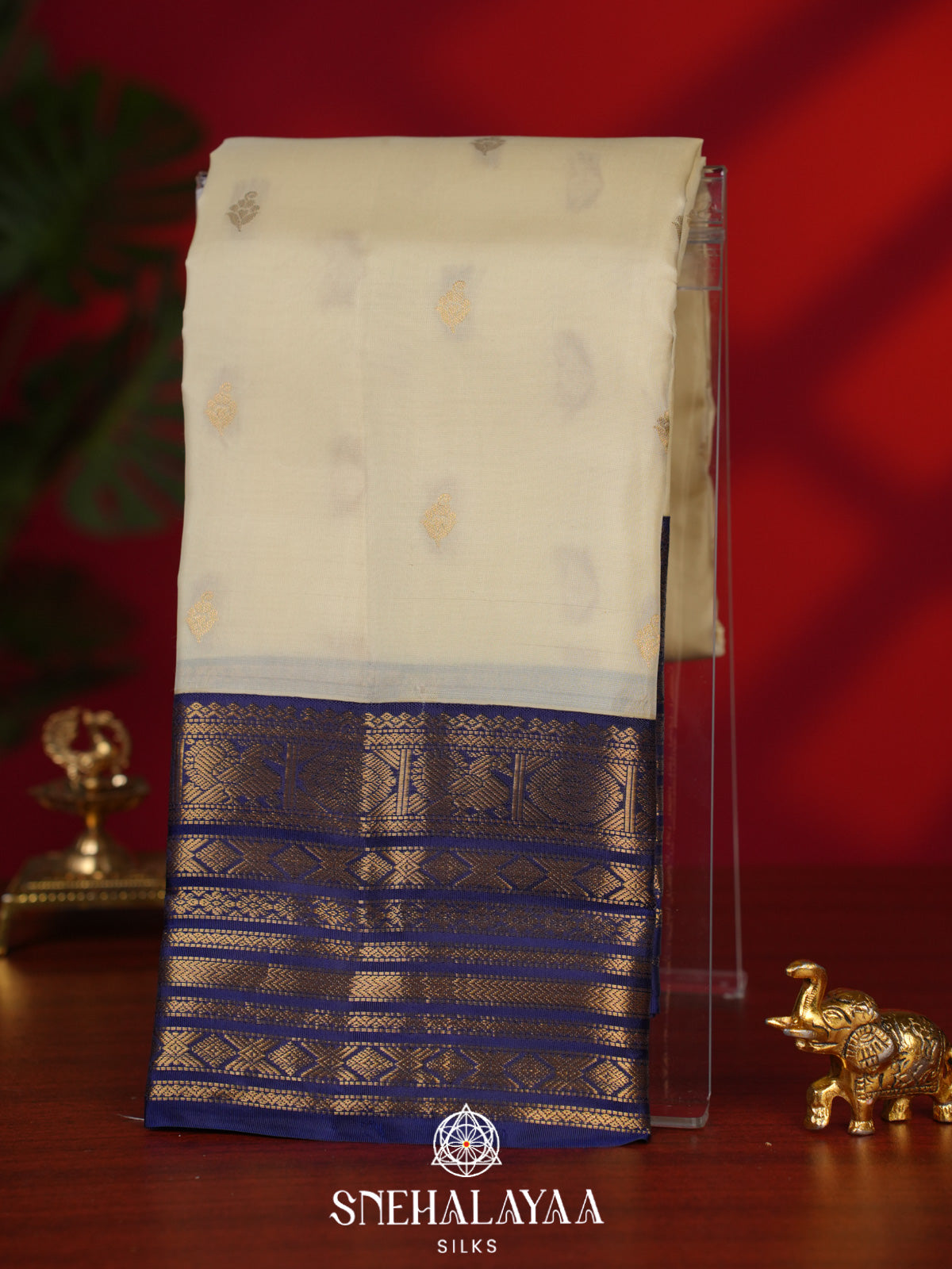Cream Kanjivaram Silk Saree