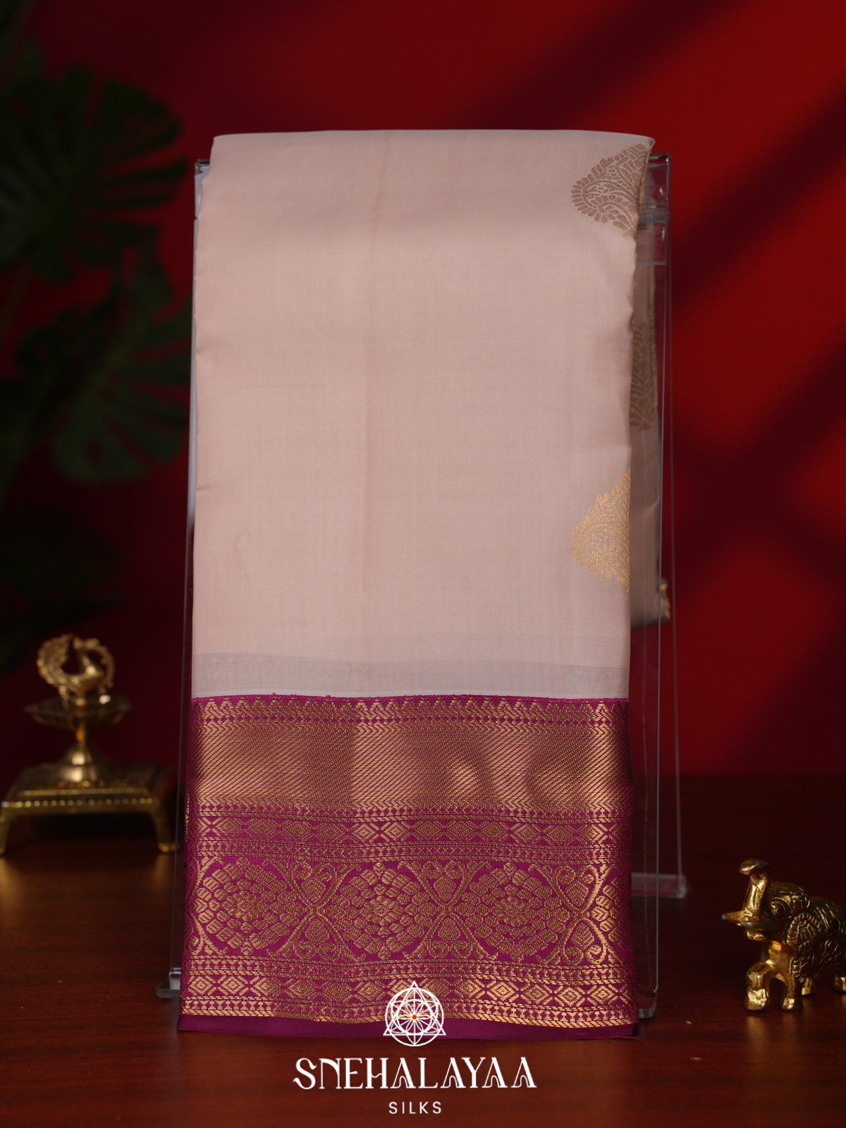 Cream Kanjivaram Silk Saree