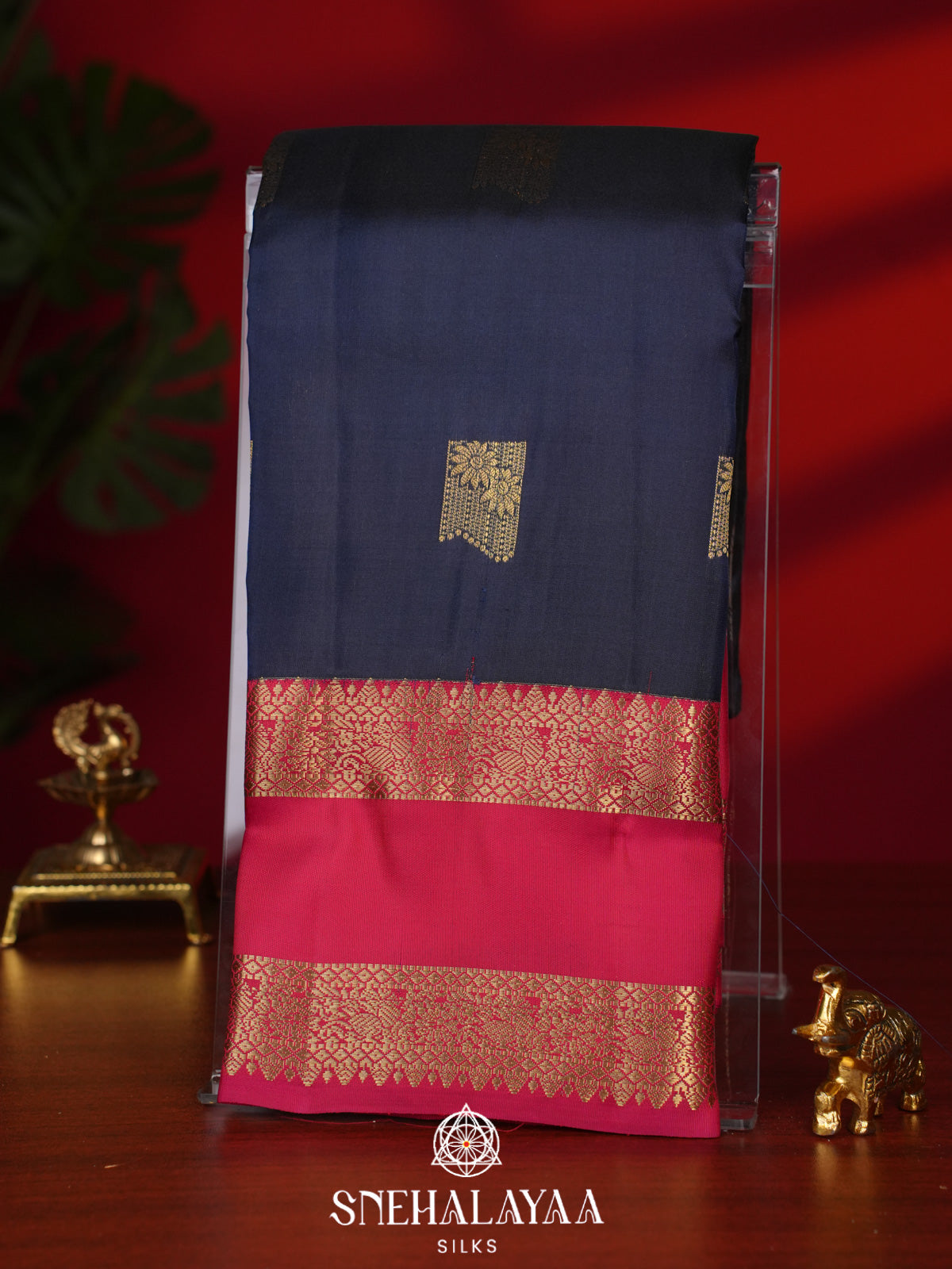 Midnight Blue Kanjivaram Silk Saree