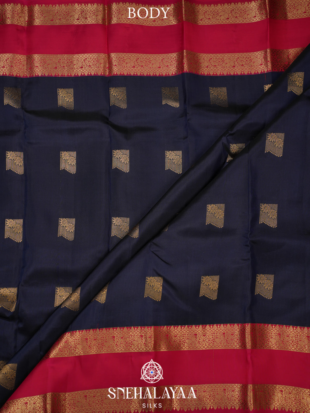 Midnight Blue Kanjivaram Silk Saree