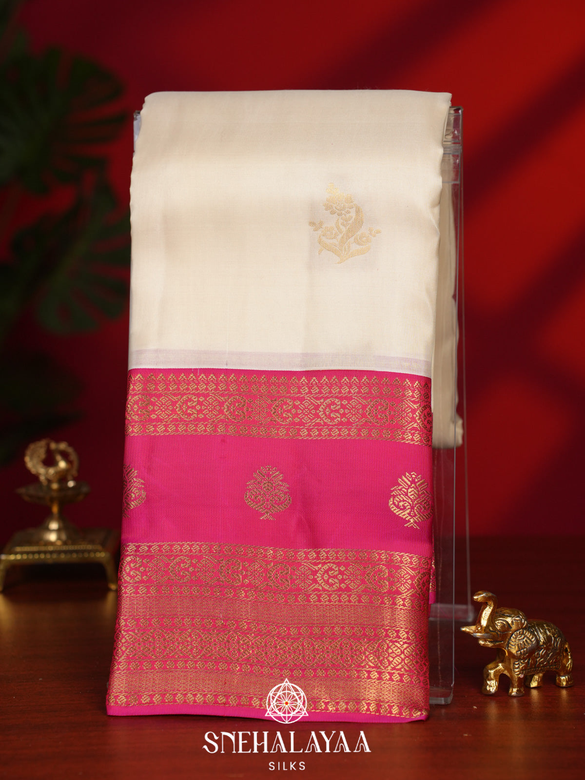 Cream Kanjivaram Silk Saree