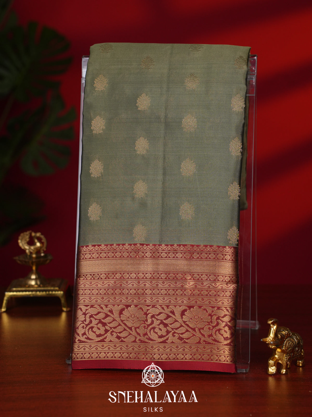 Sage Green Kanjivaram Silk Saree