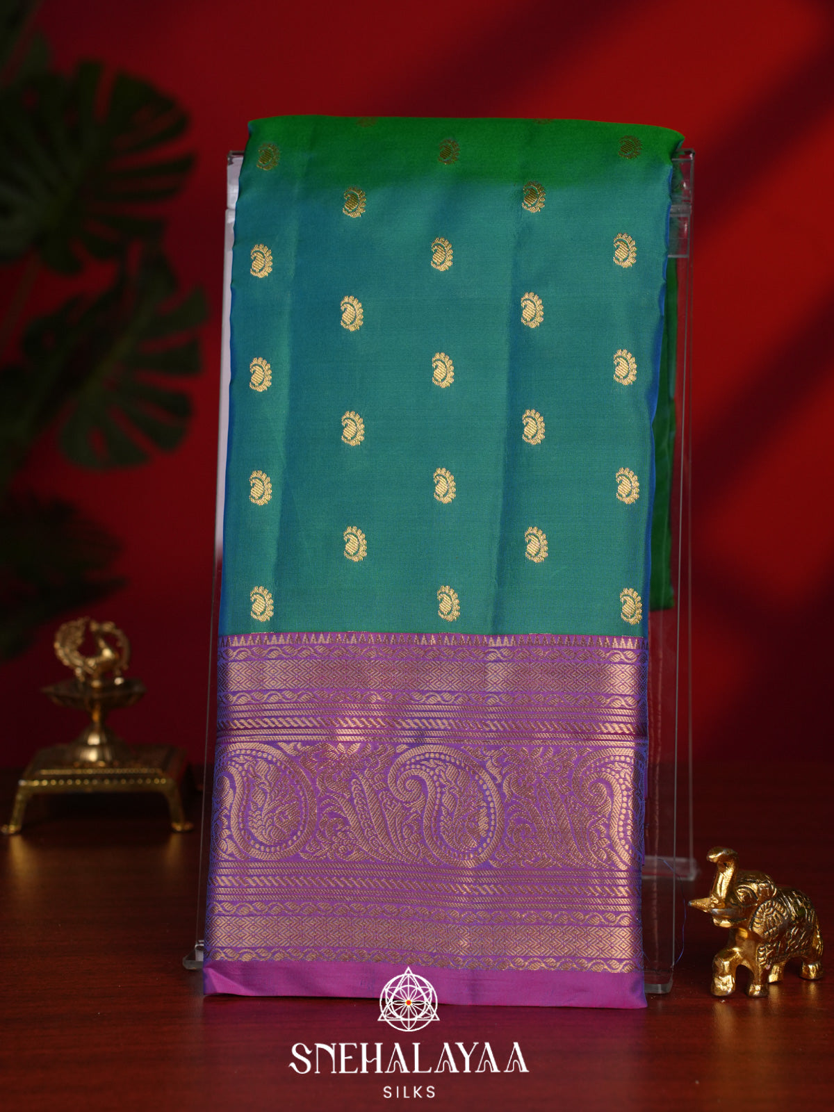 Teal Green Kanjivaram Silk Saree