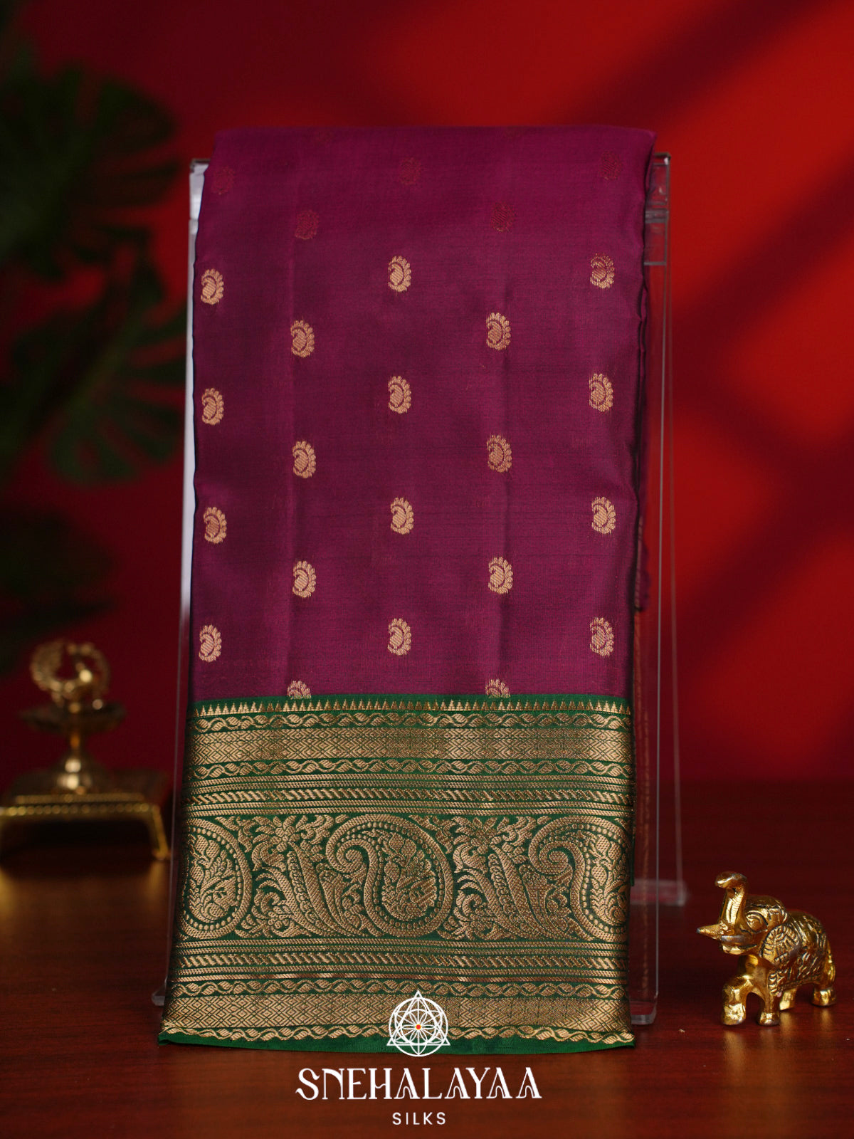 Wine Red Kanjivaram Silk Saree