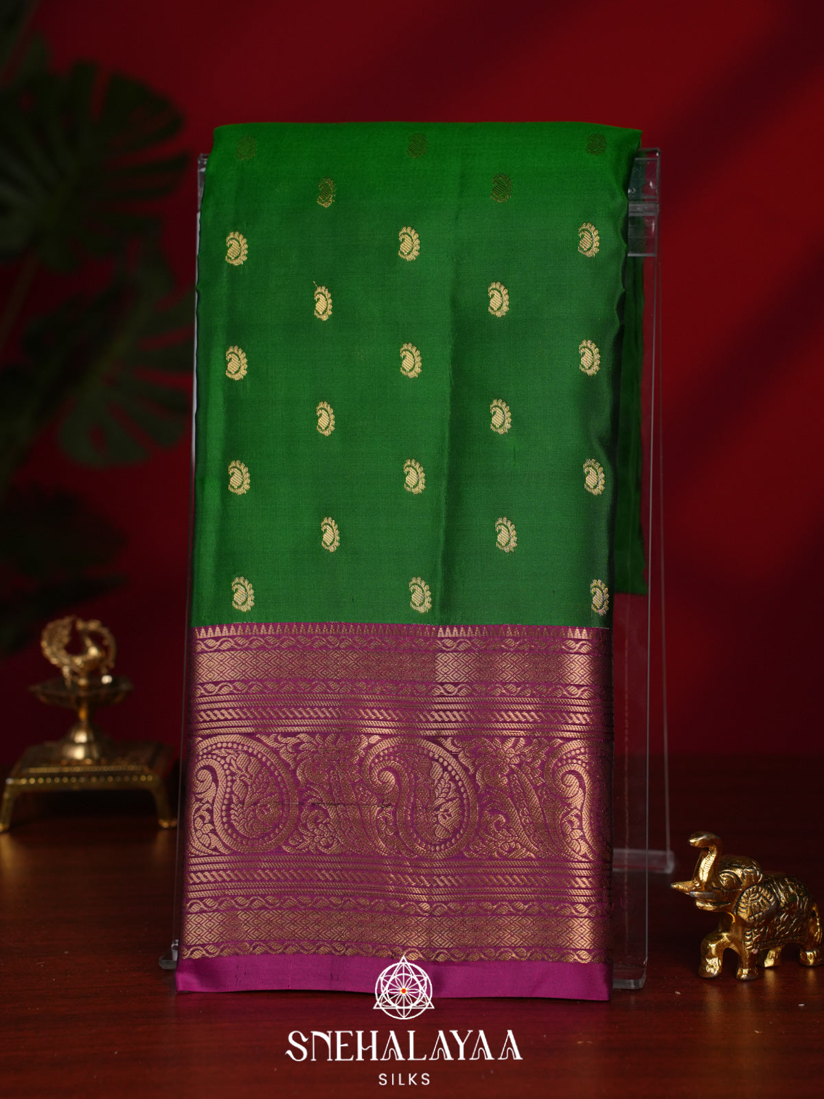 Emerald Green Kanjivaram Silk Saree
