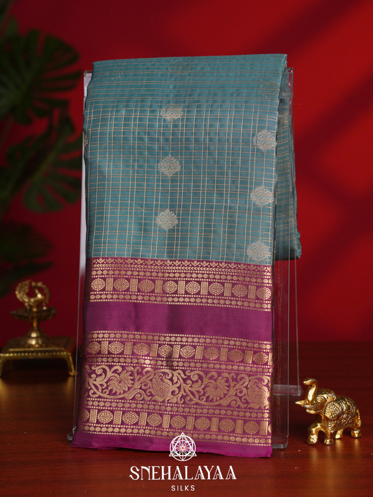 Seafoam Green Kanjivaram Silk Saree