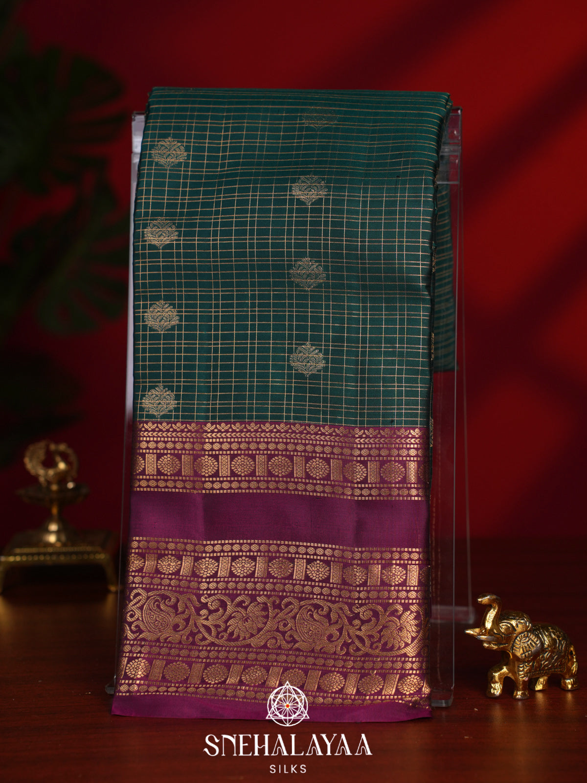 Forest Green Kanjivaram Silk Saree