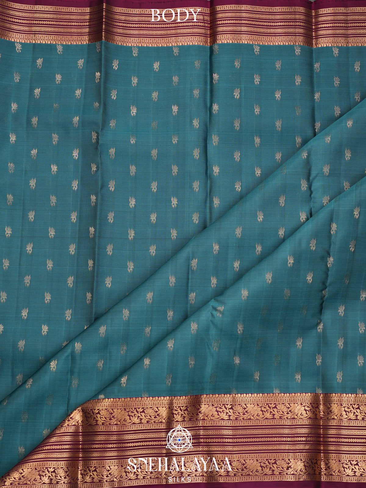 Teal Blue Kanjivaram Silk Saree