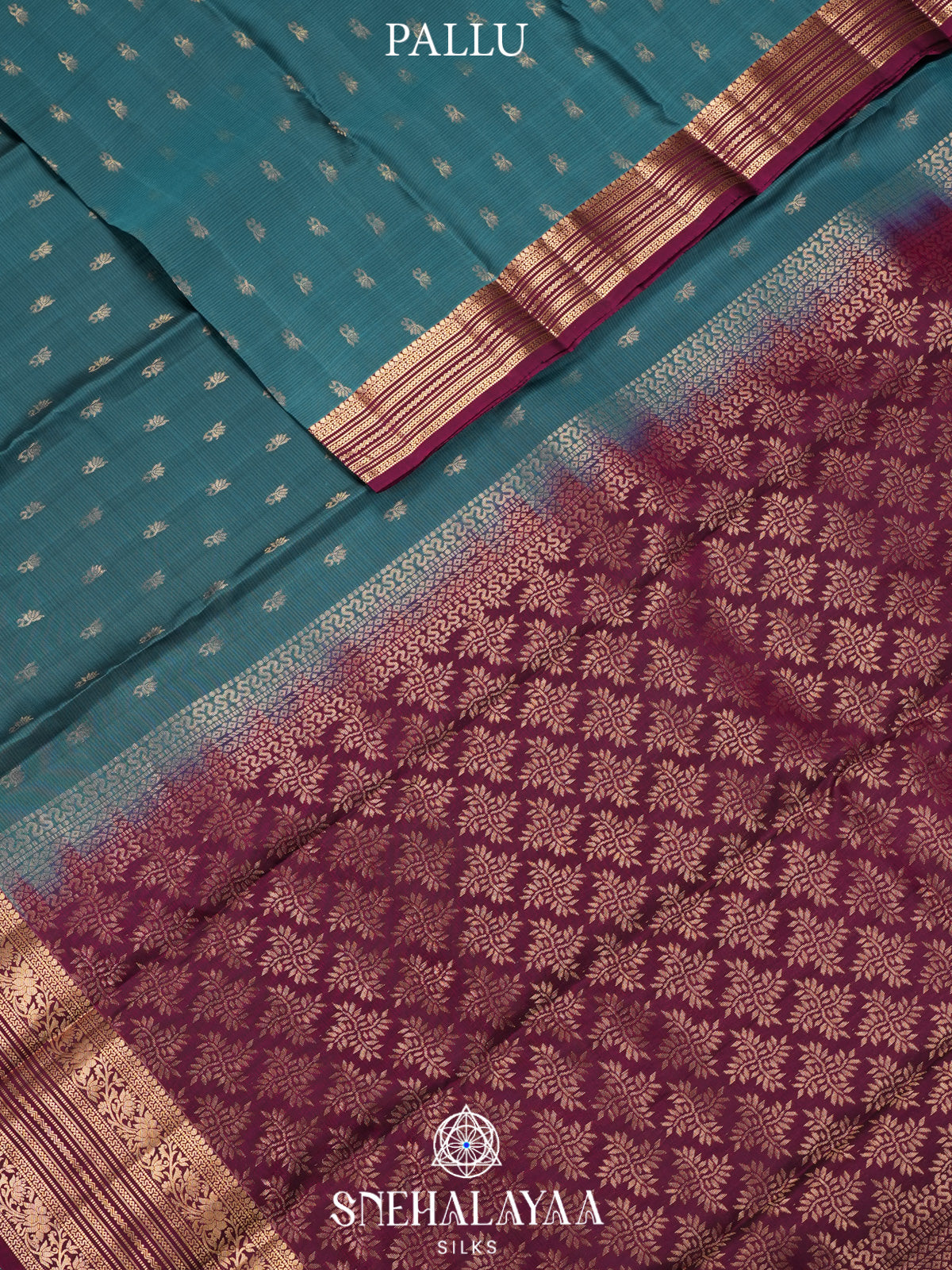 Teal Blue Kanjivaram Silk Saree