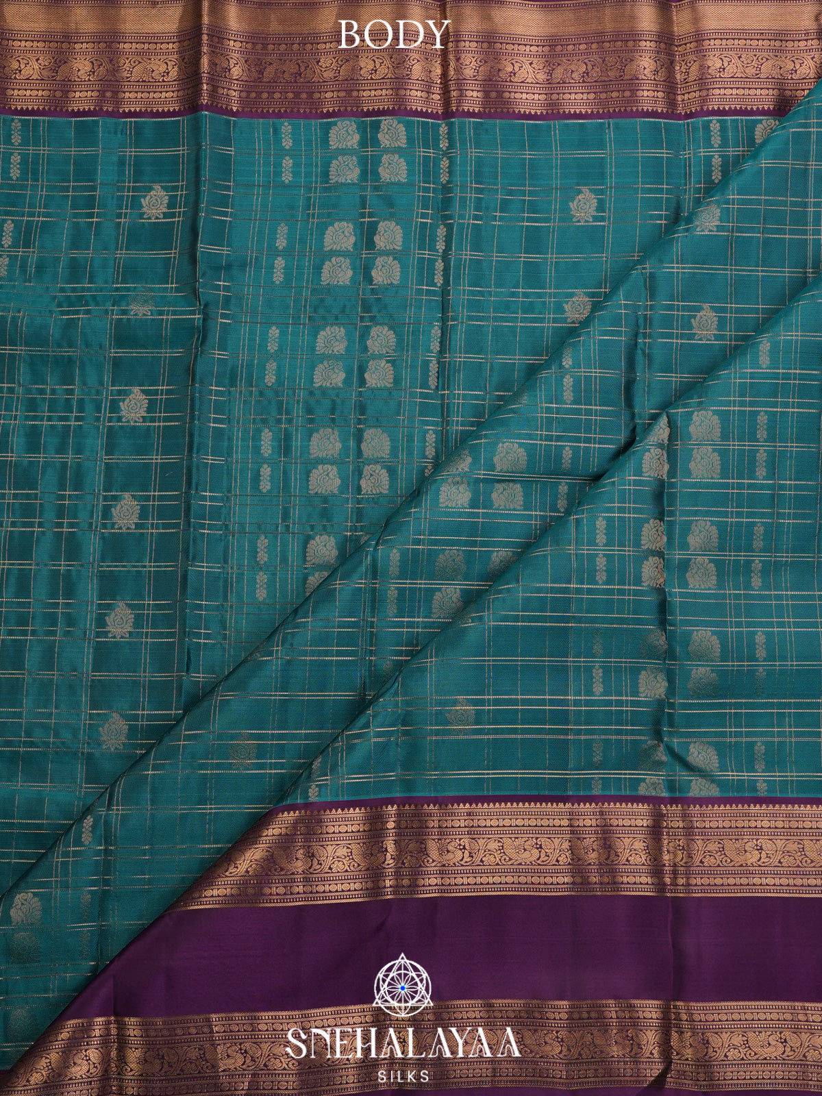 Teal Blue Kanjivaram Silk Saree