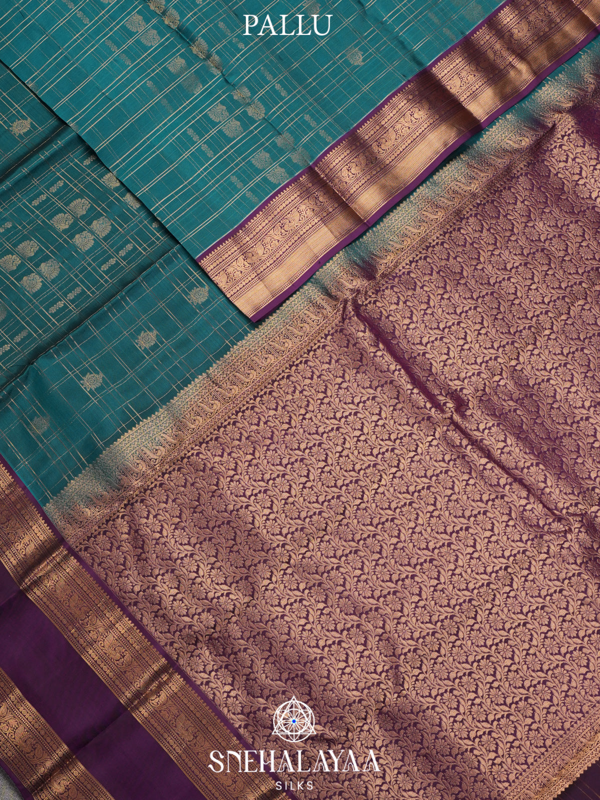 Teal Blue Kanjivaram Silk Saree