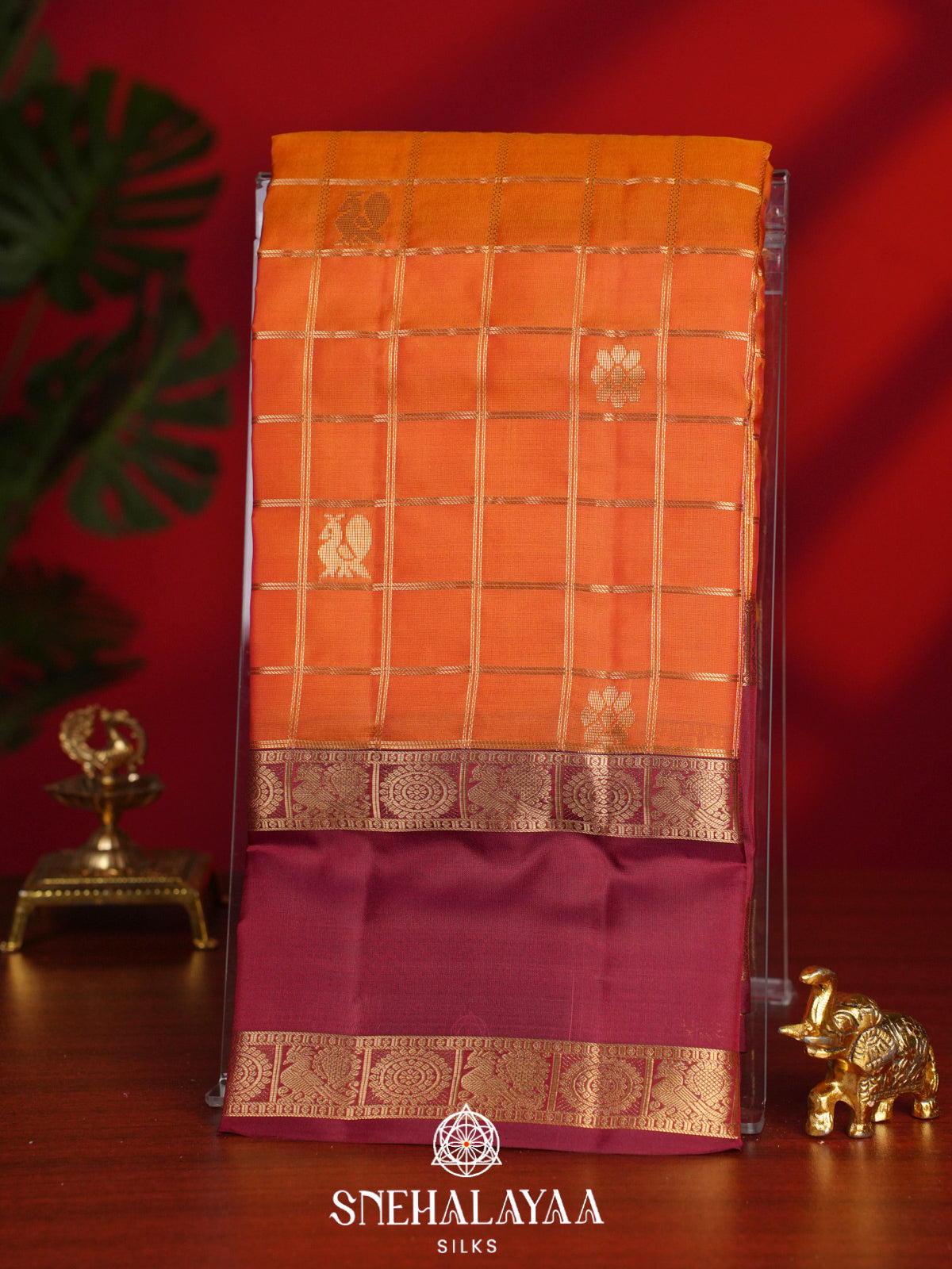 Orange Kanjivaram Silk Saree