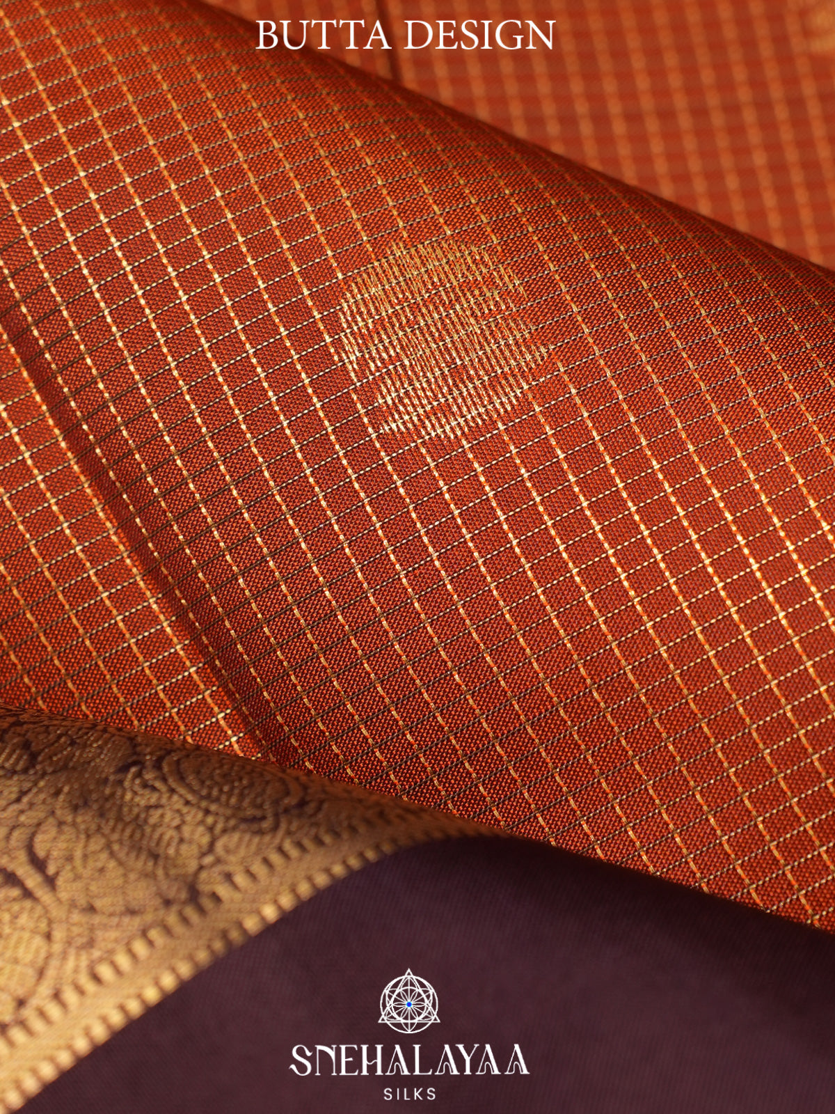 Burnt Orange Kanjivaram Silk Saree