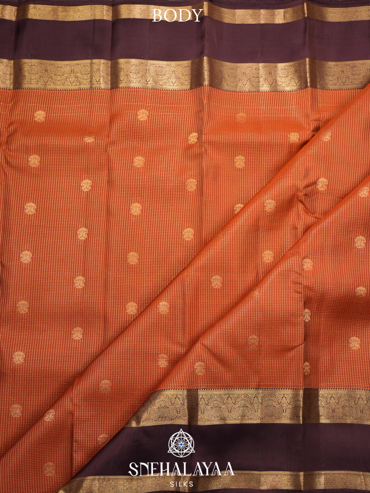 Burnt Orange Kanjivaram Silk Saree