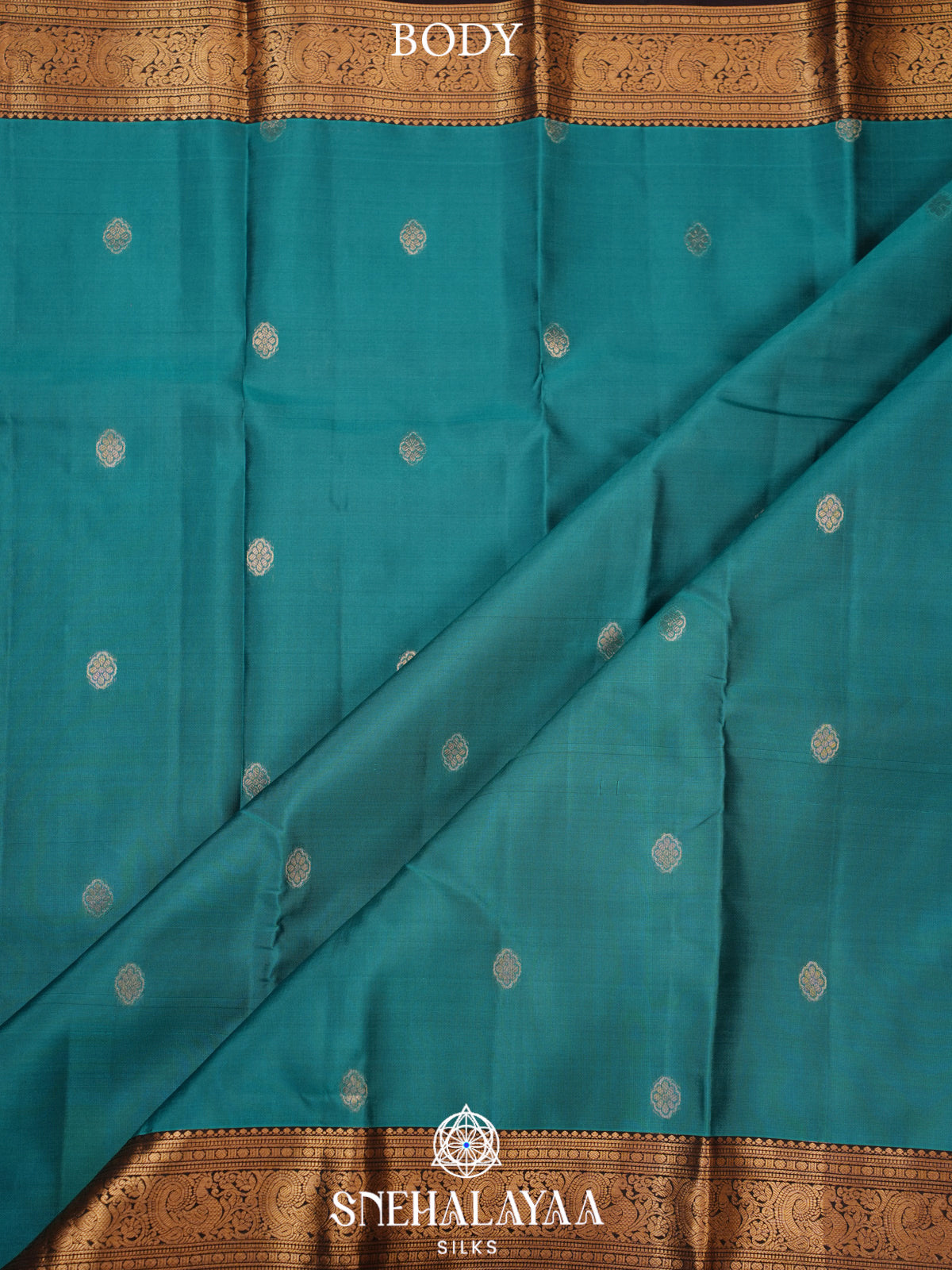 Teal Blue Kanjivaram Silk Saree