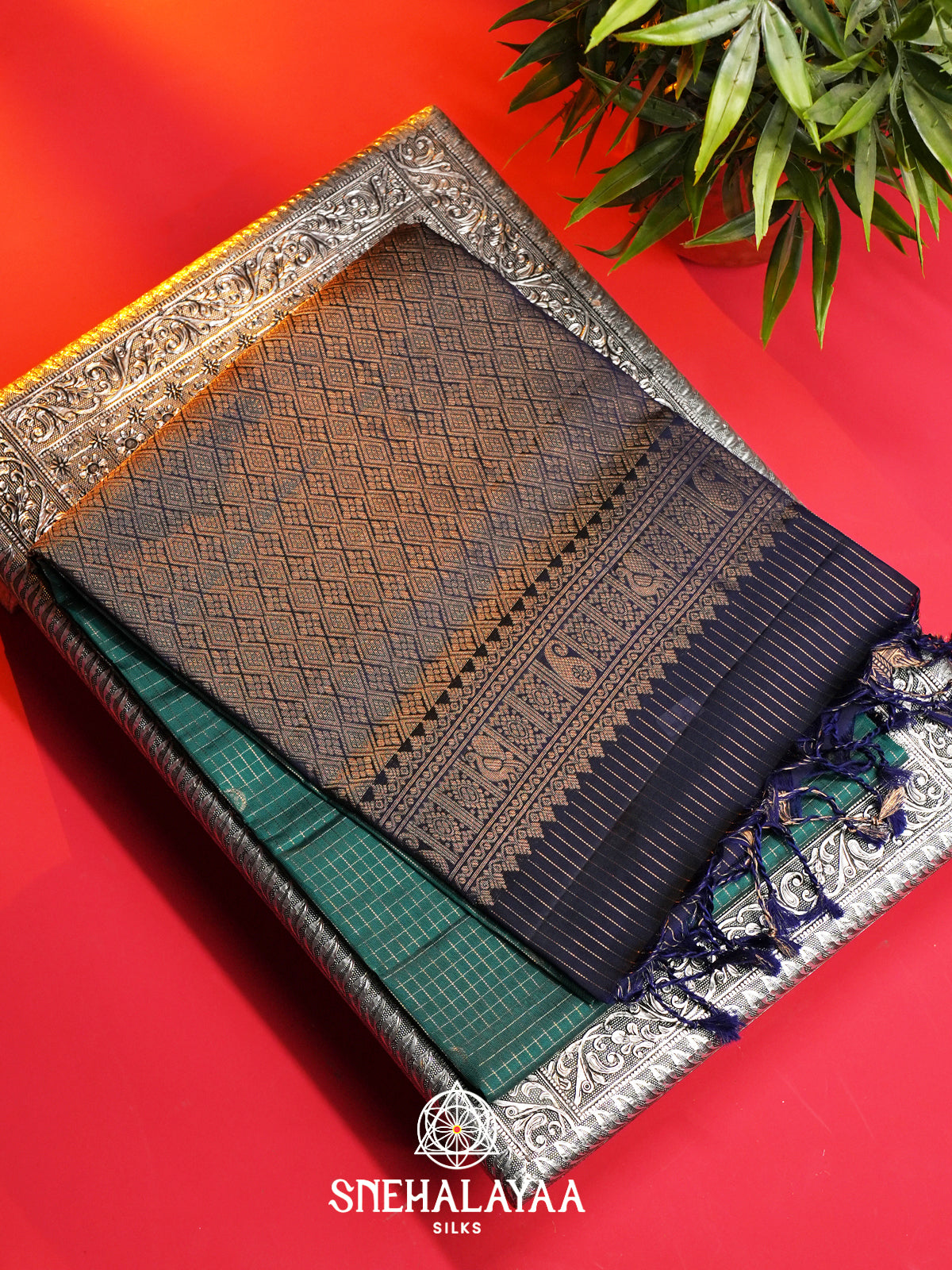 Teal Green Soft Silk Saree