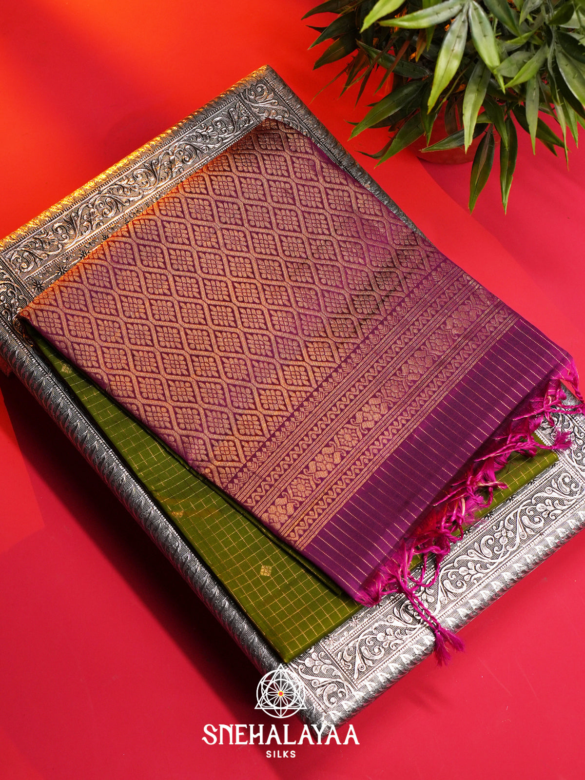 Olive Green Soft Silk Saree
