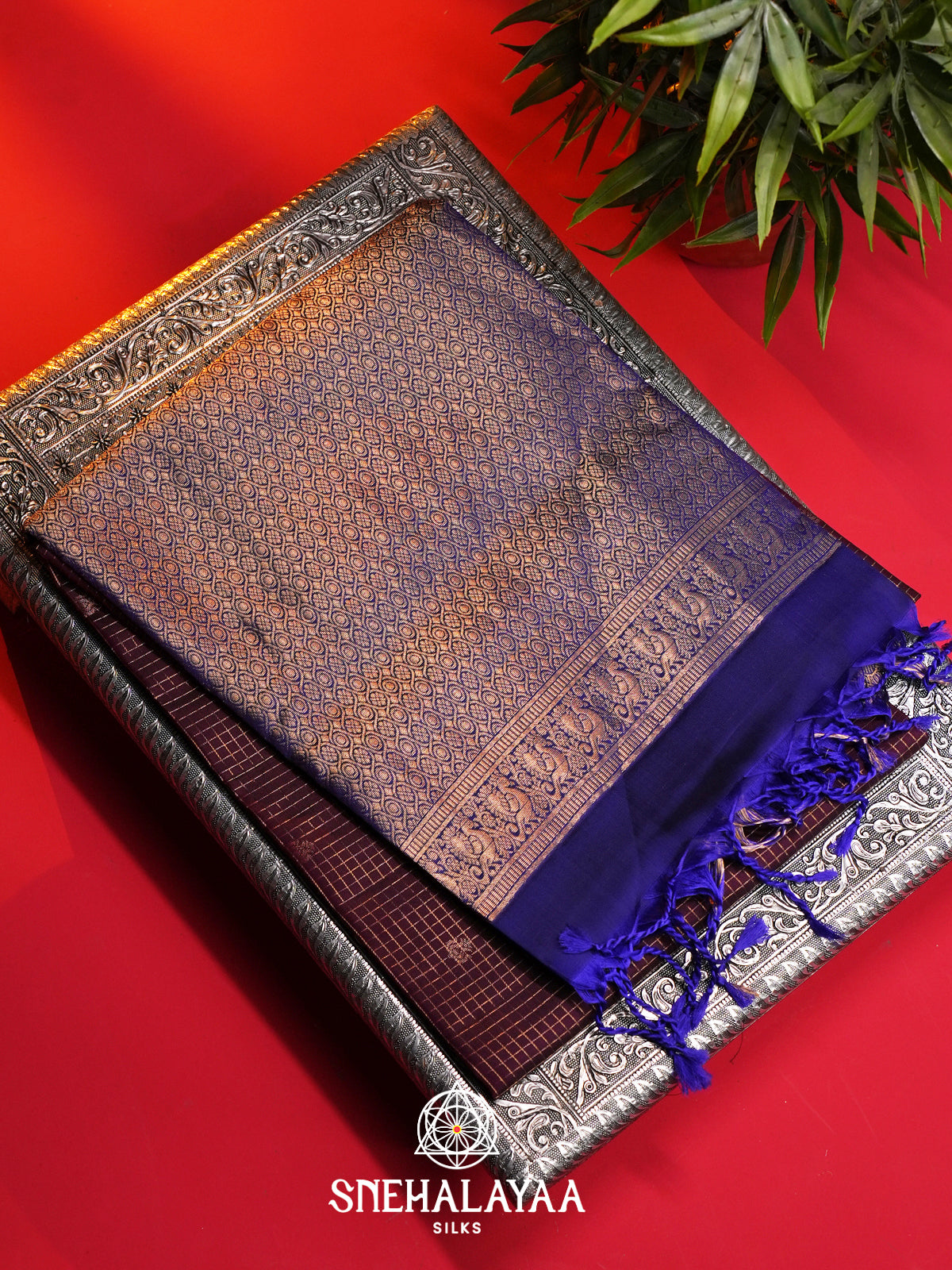 Aubergine Soft Silk Saree