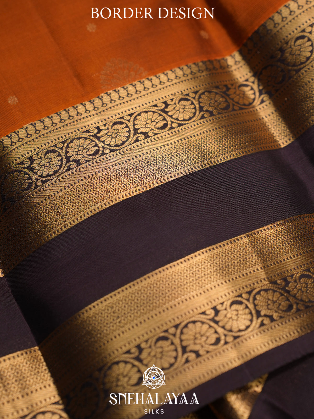 Burnt Orange Kanjivaram Silk Saree